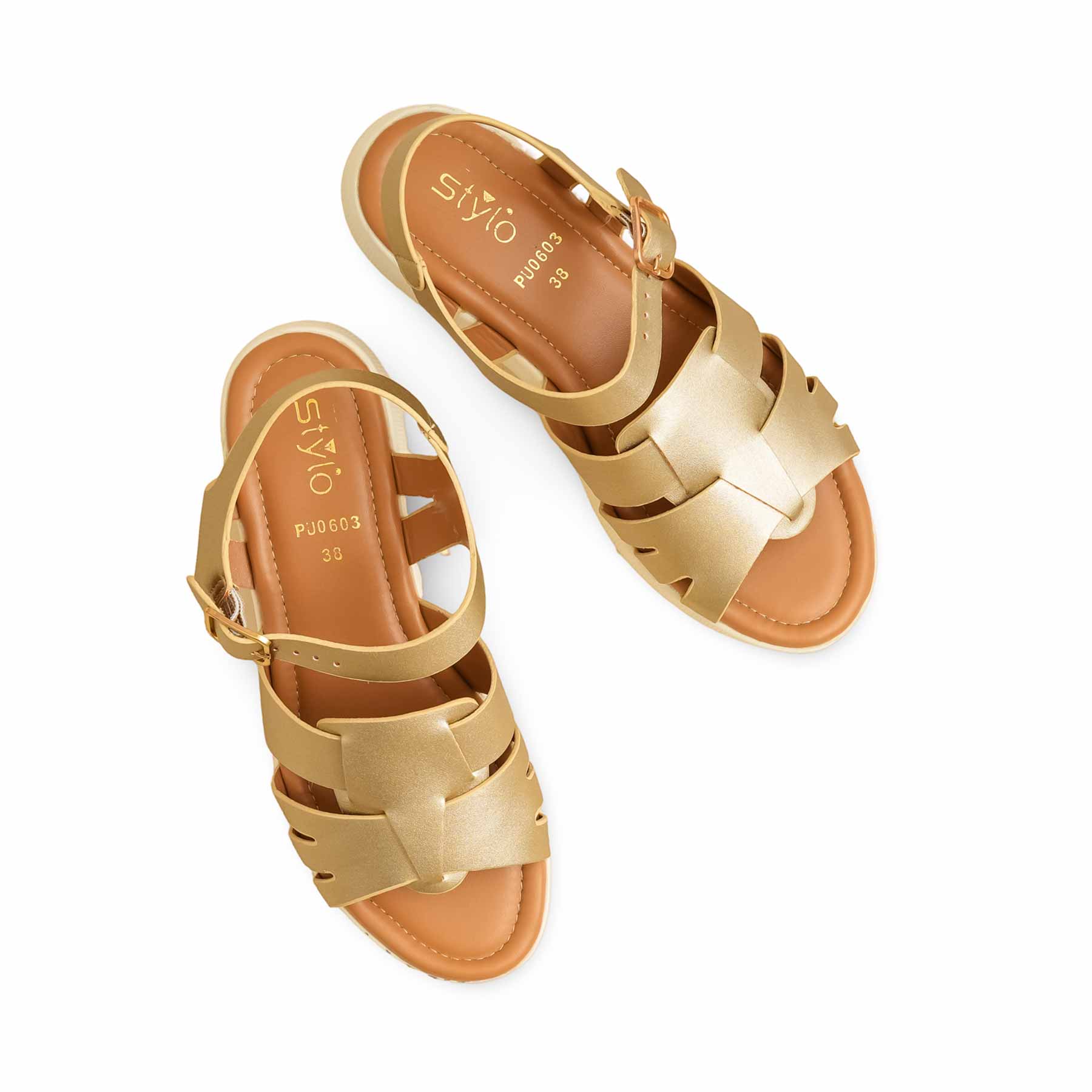 Golden Formal Sandal For Ladies PU0603 - Image 5