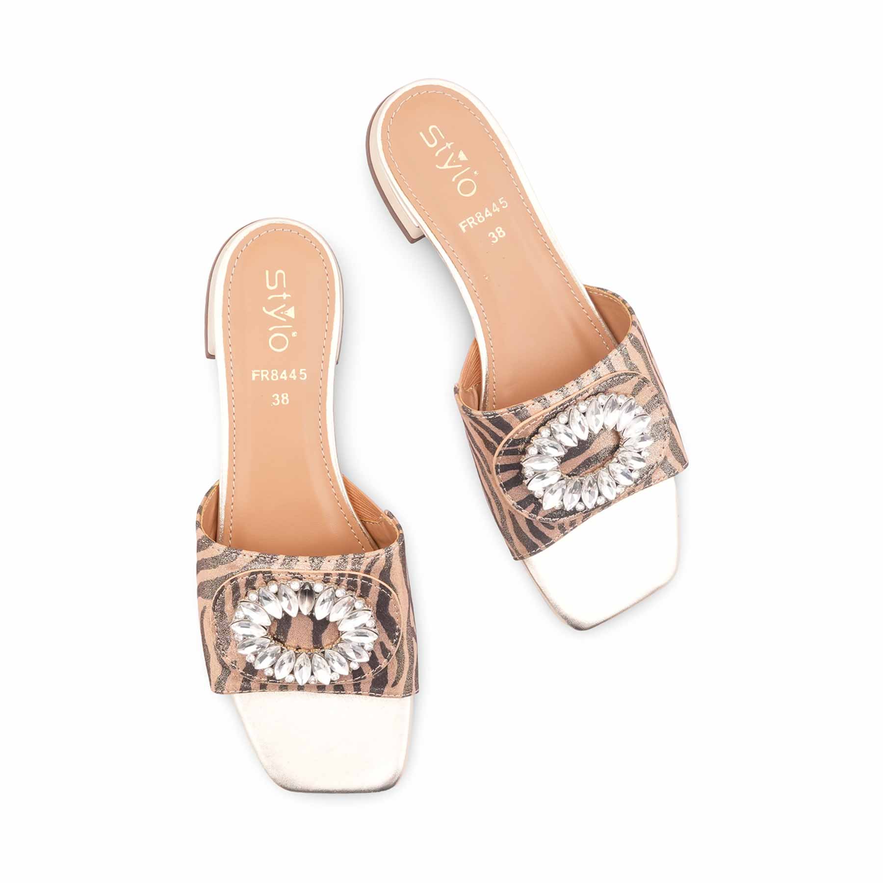 Golden Formal Slipper For Ladies FR8445 - Image 5