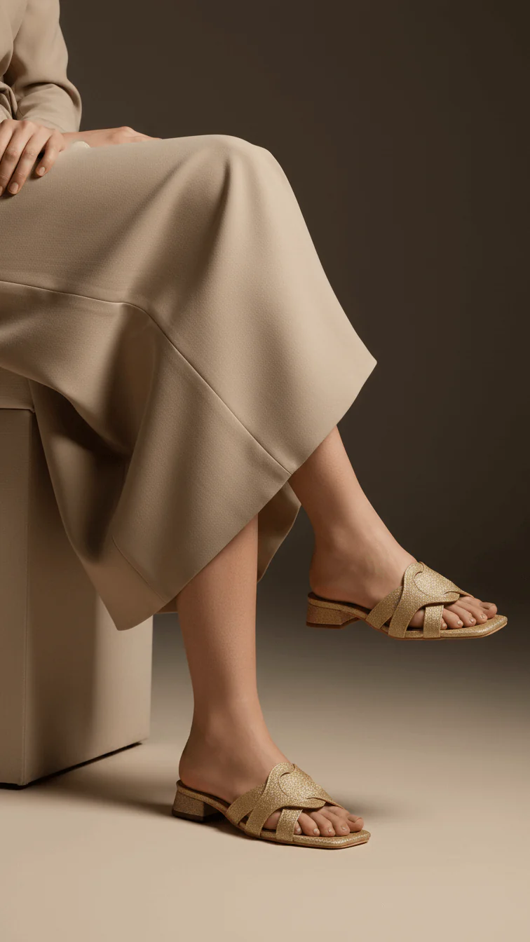 Golden Formal Slipper For Women FRS003