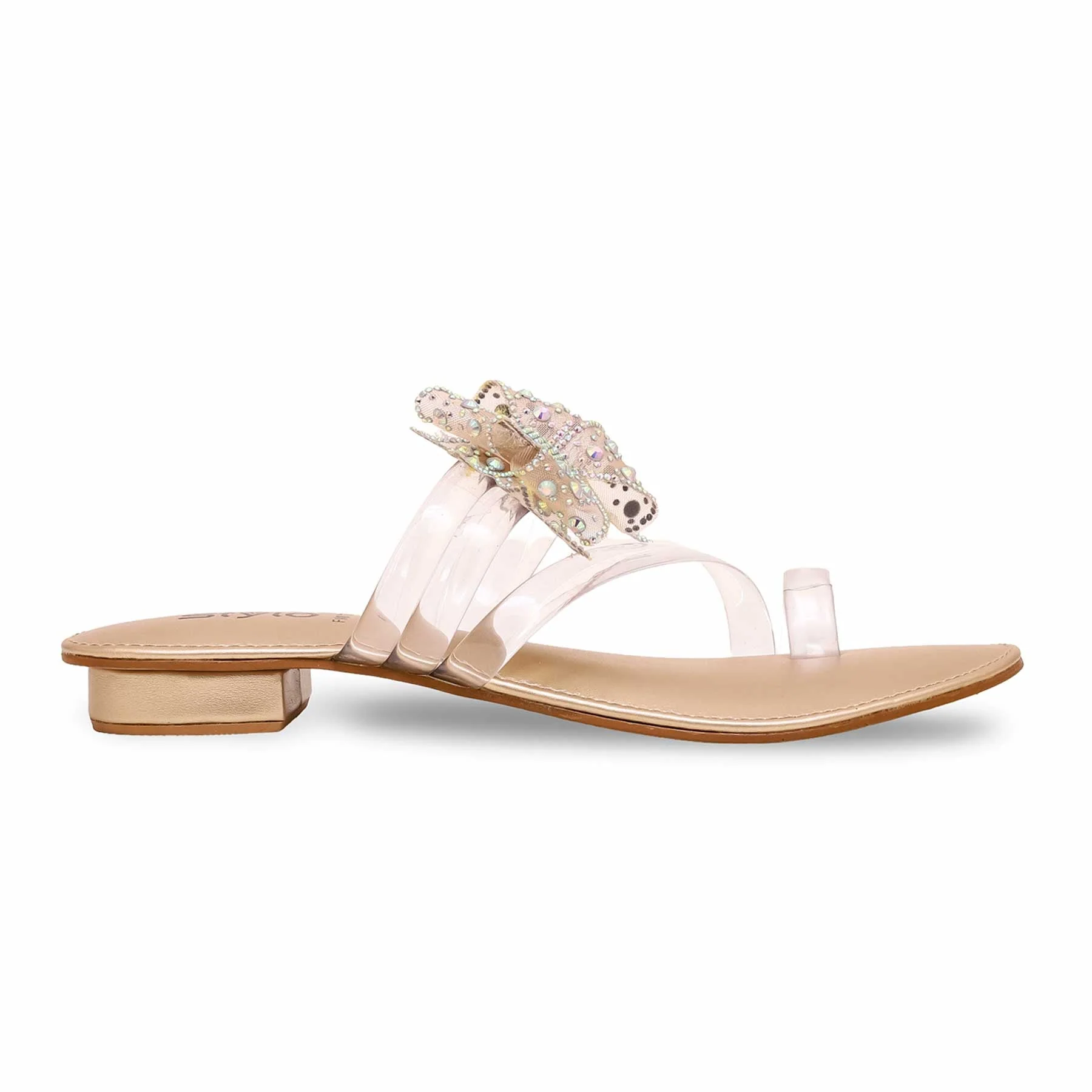 Golden Women Fancy Chappal FN0751 - Image 2