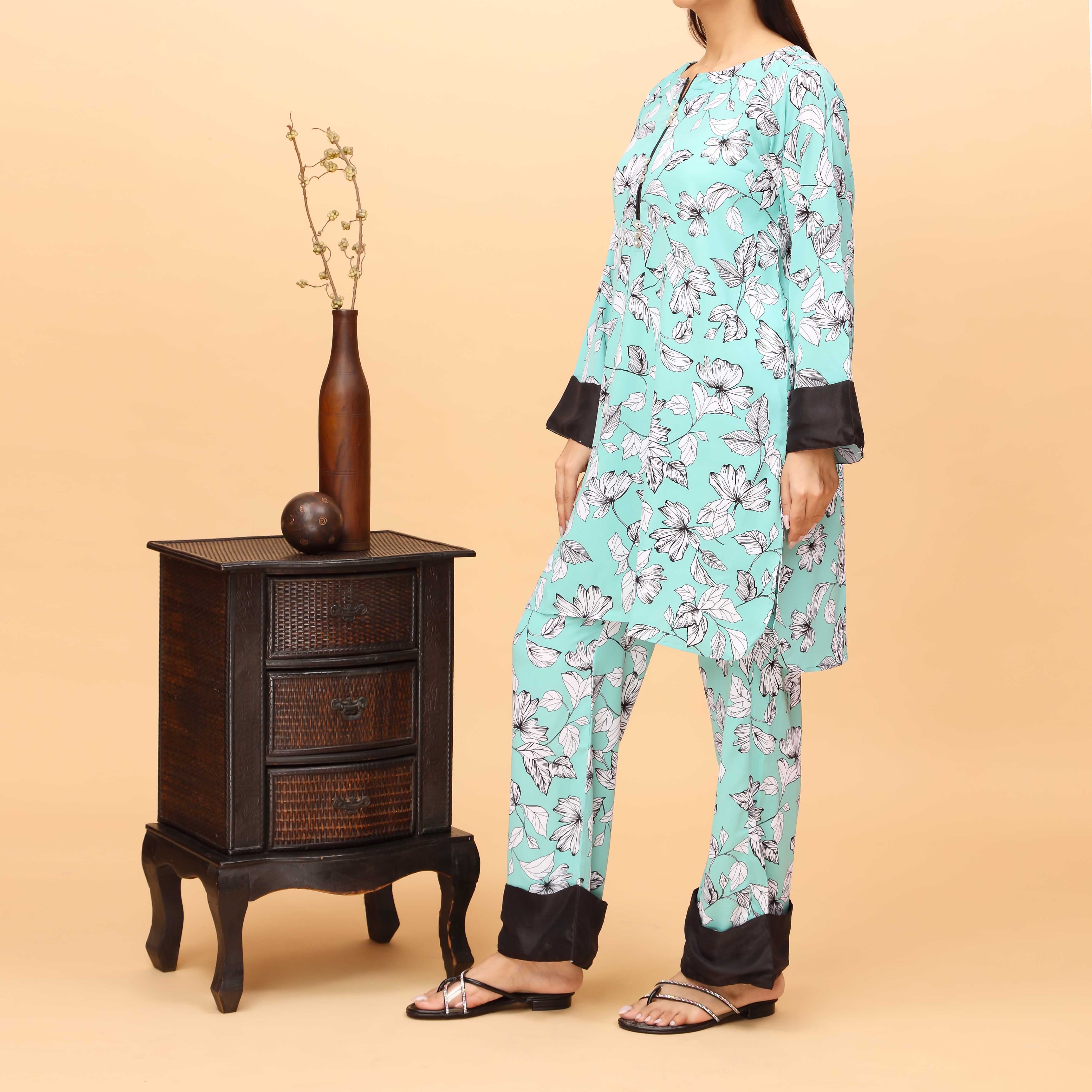2PC Printed Grip Silk Suit PW4010 - Image 2