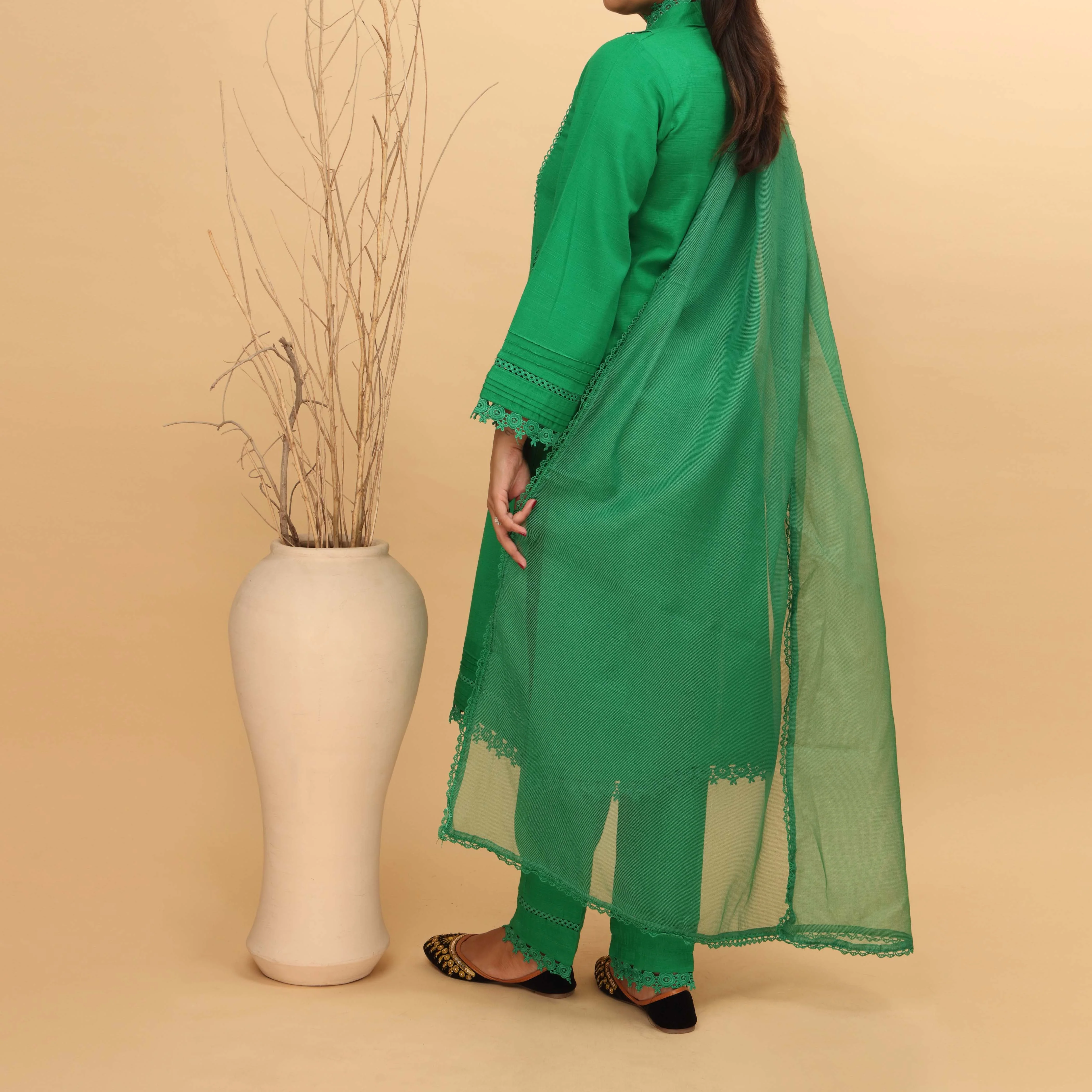 3PC- Embellished Khaddar Suit PW4112 - Image 3