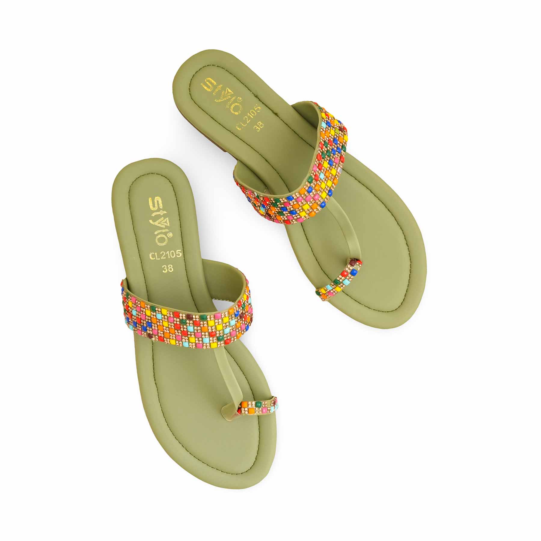 Green Casual Chappal CL2105 - Image 5