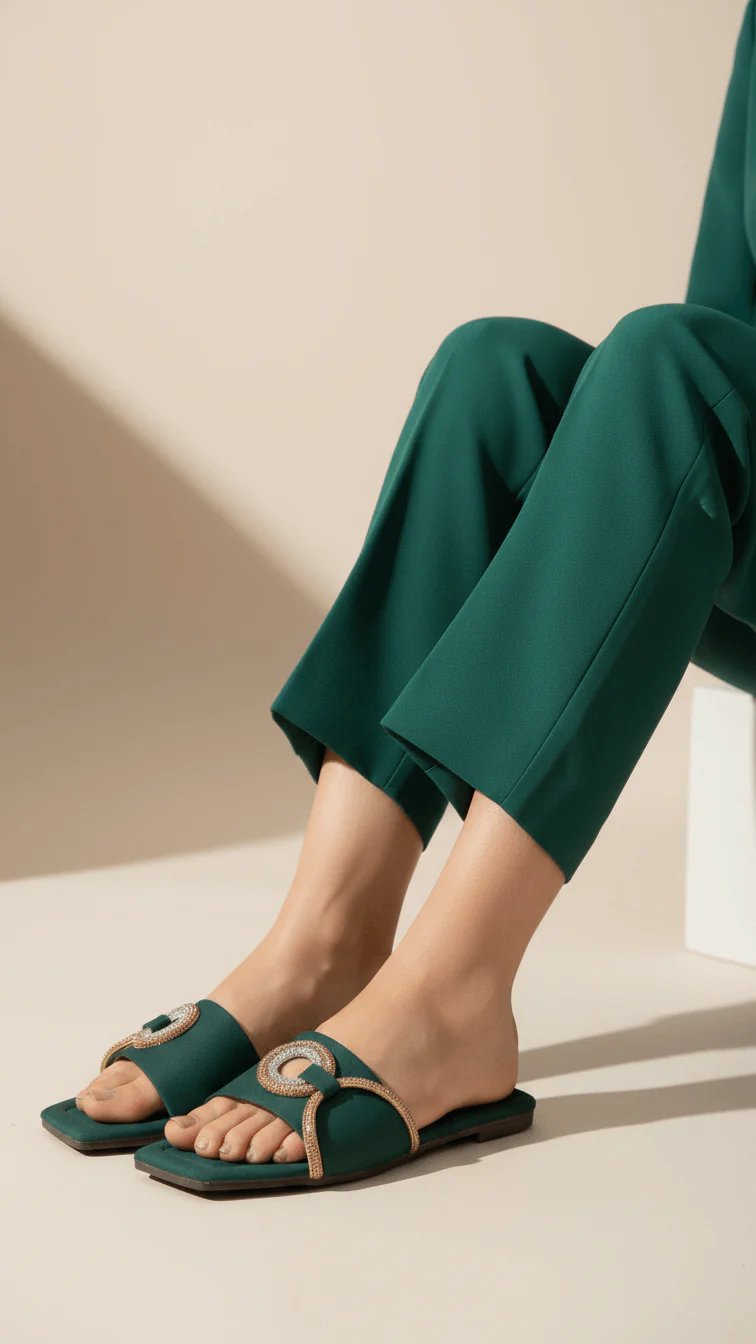 Green Casual Slipper For Women CL2182