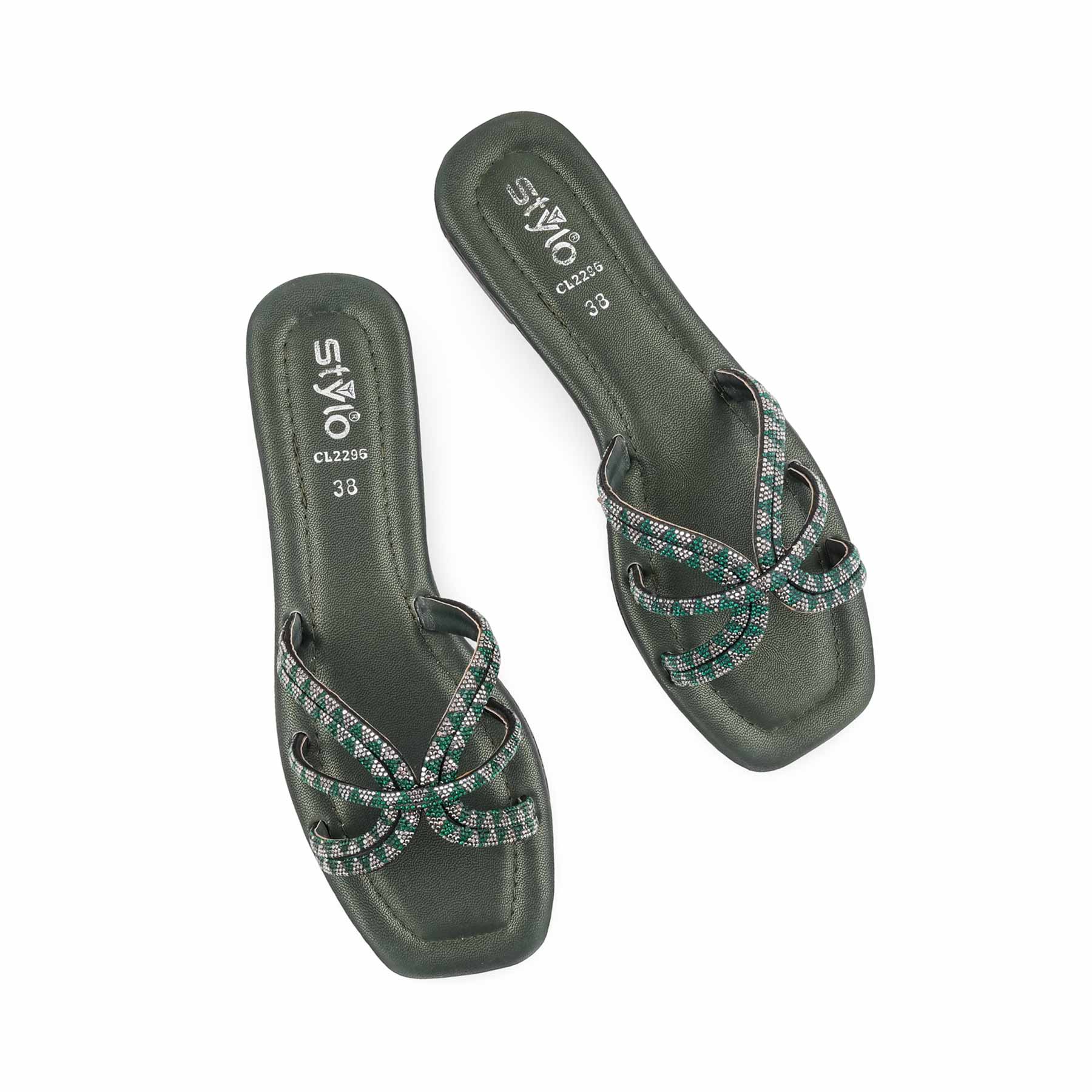 Green Casual Slipper For Women CL2296 - Image 5