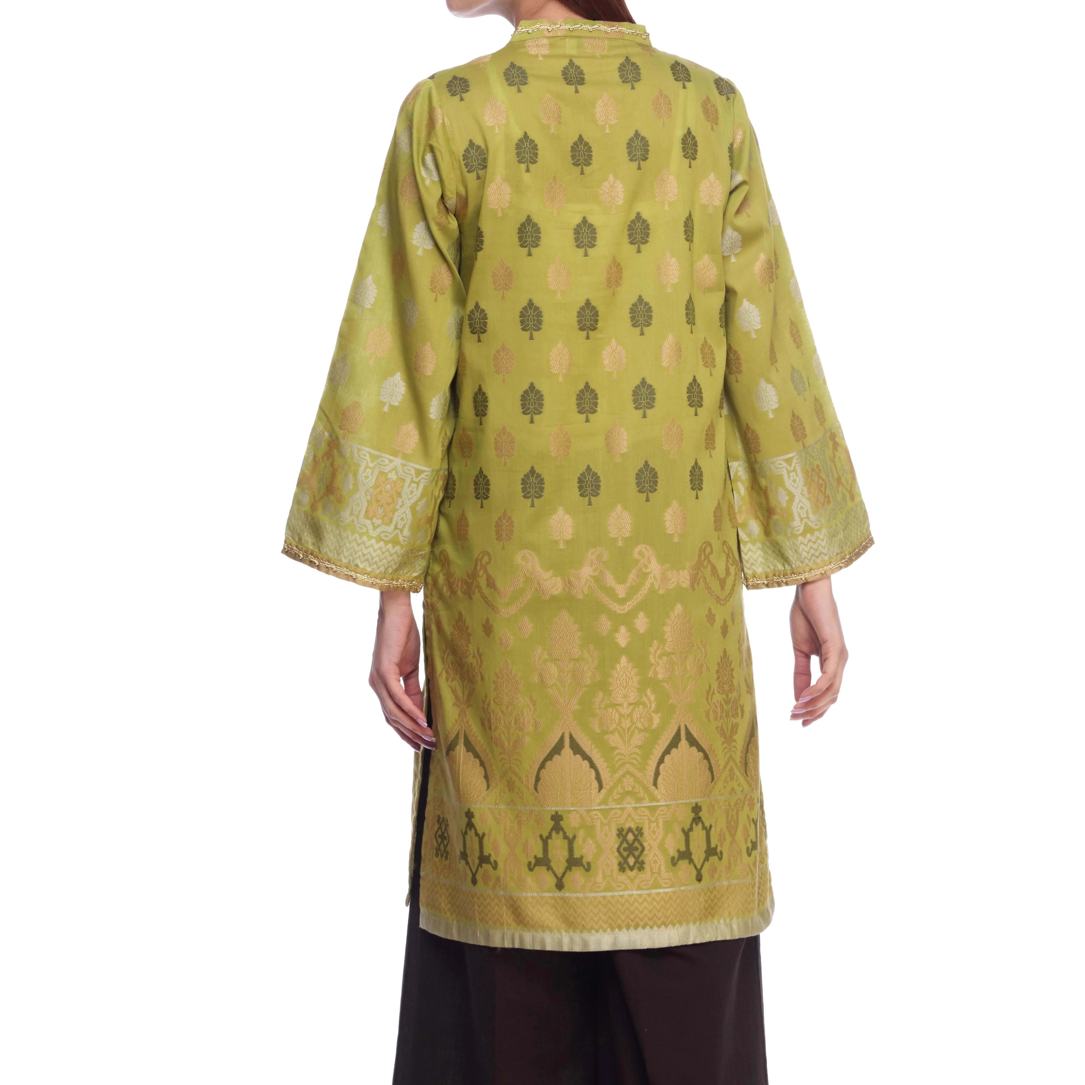 Green Color Jaquard Embellsihed Shirt PS2146 - Image 3
