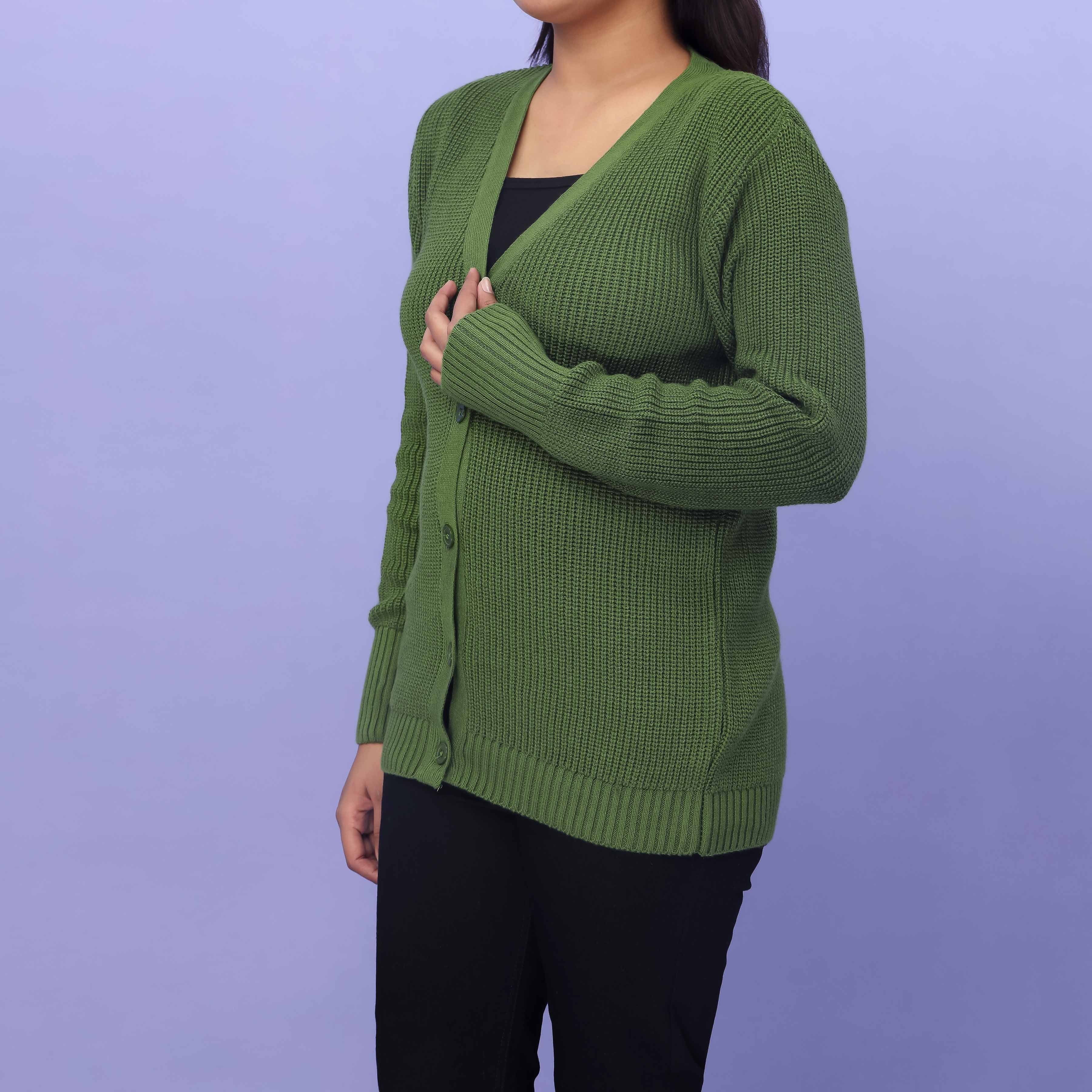 Green Cotton Winter Sweater PW4821 - Image 3