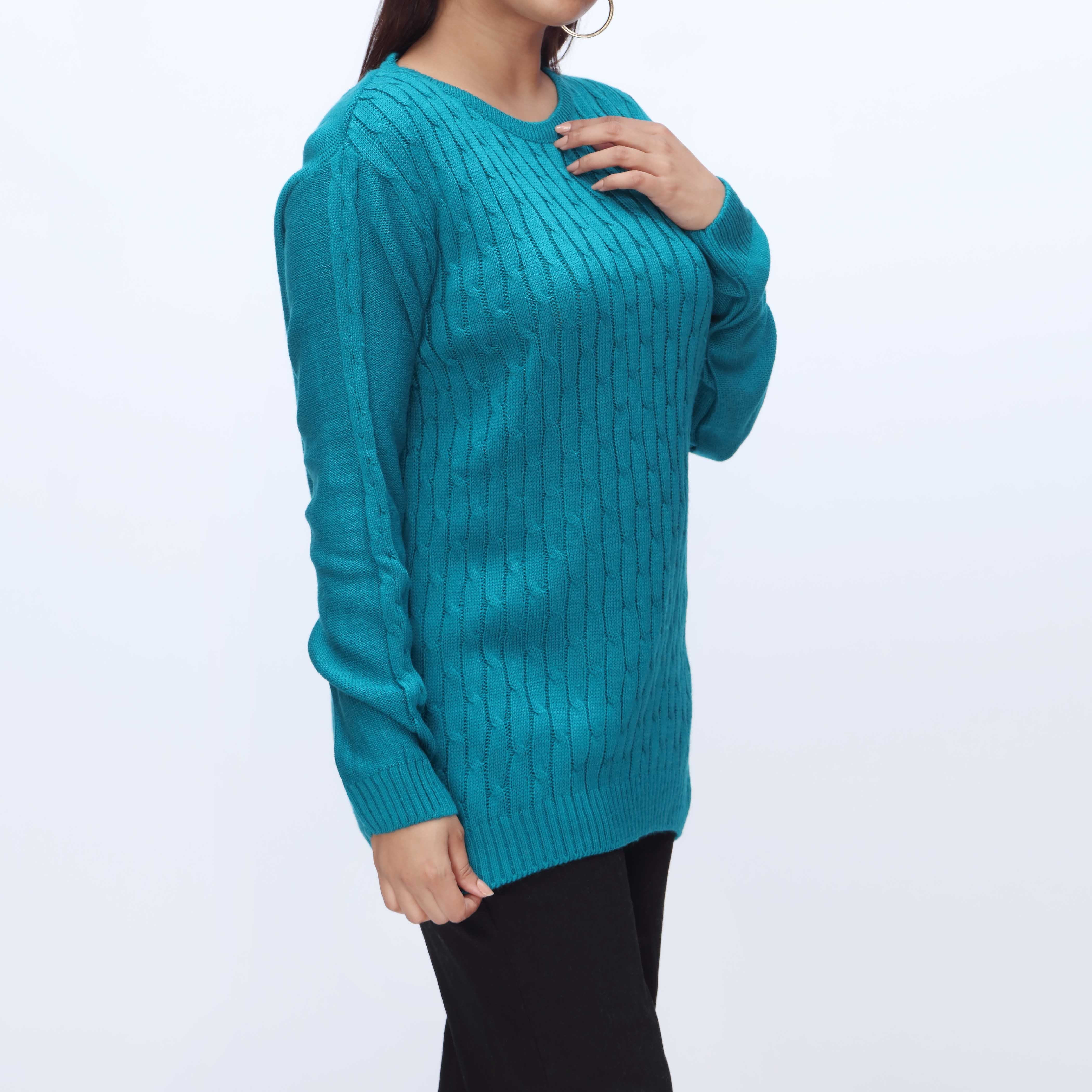 Green Crew Neck Pullover Sweater PW3901 - Image 2