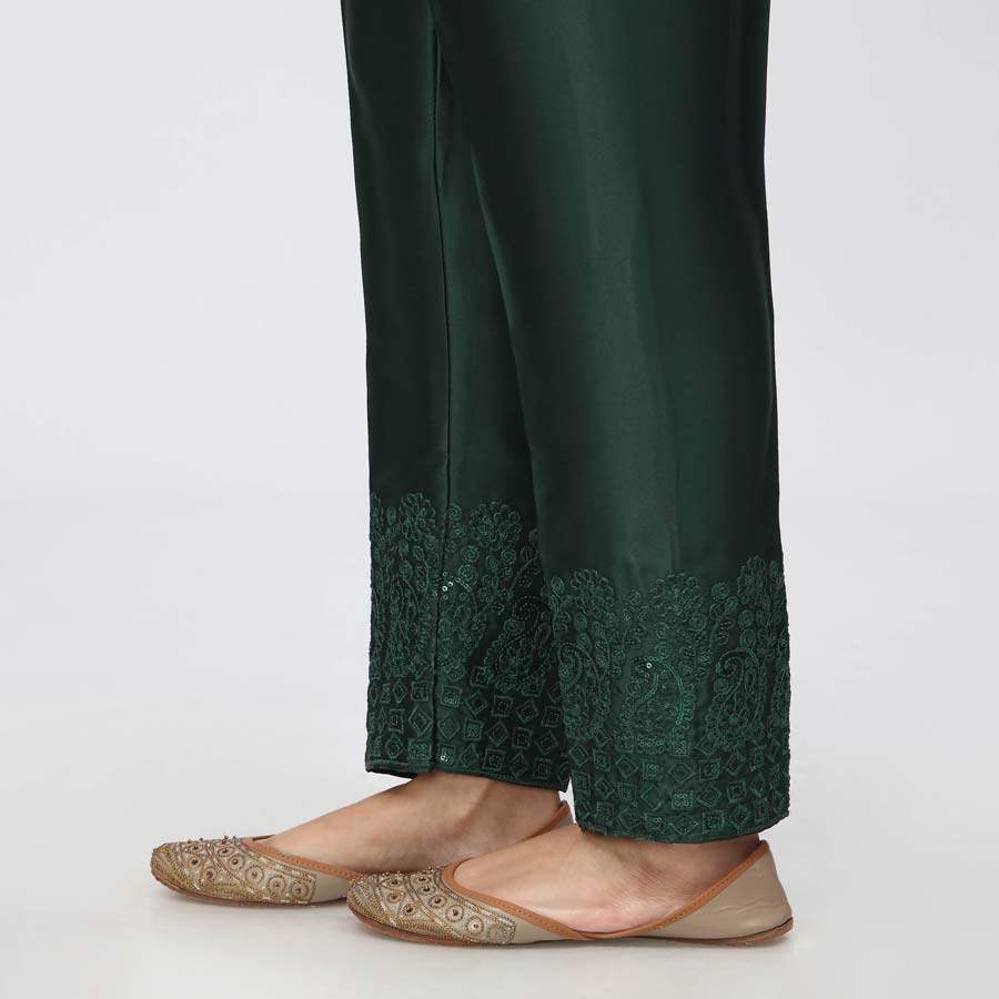 Green Embroidered Shamose Silk Trouser PW3694 - Image 3