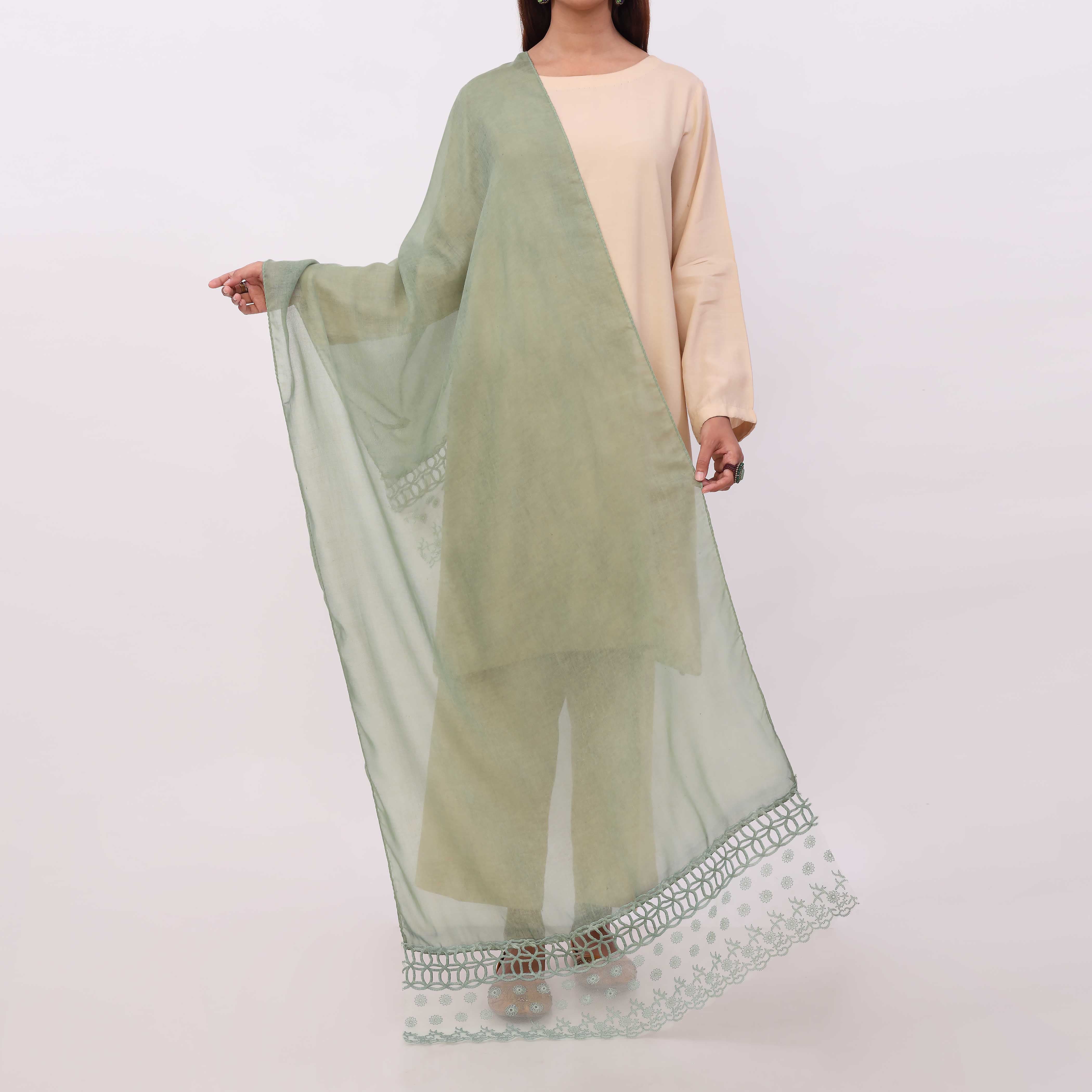Green Embroidered Stole PD5337 - Image 2