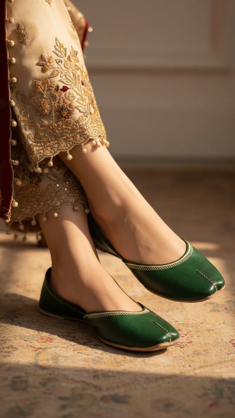 Green Leather Khussa EC8657