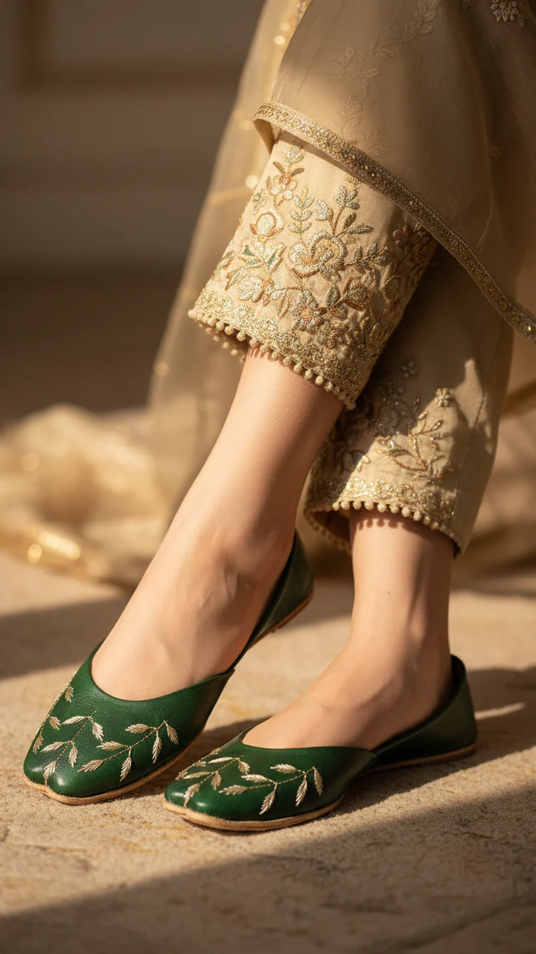 Green Leather Khussa EC8659