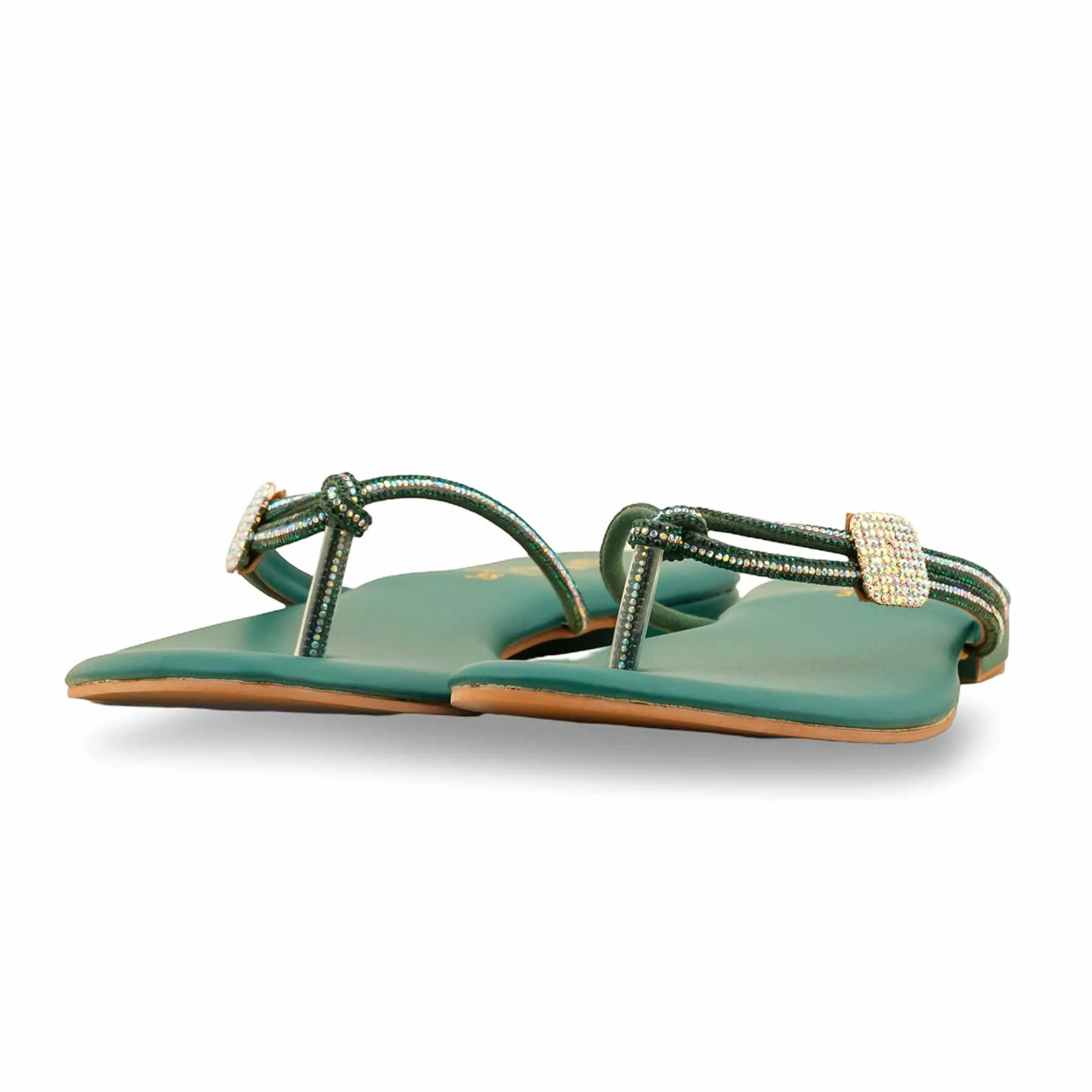 Green Fancy Chappal FN0782 - Image 3