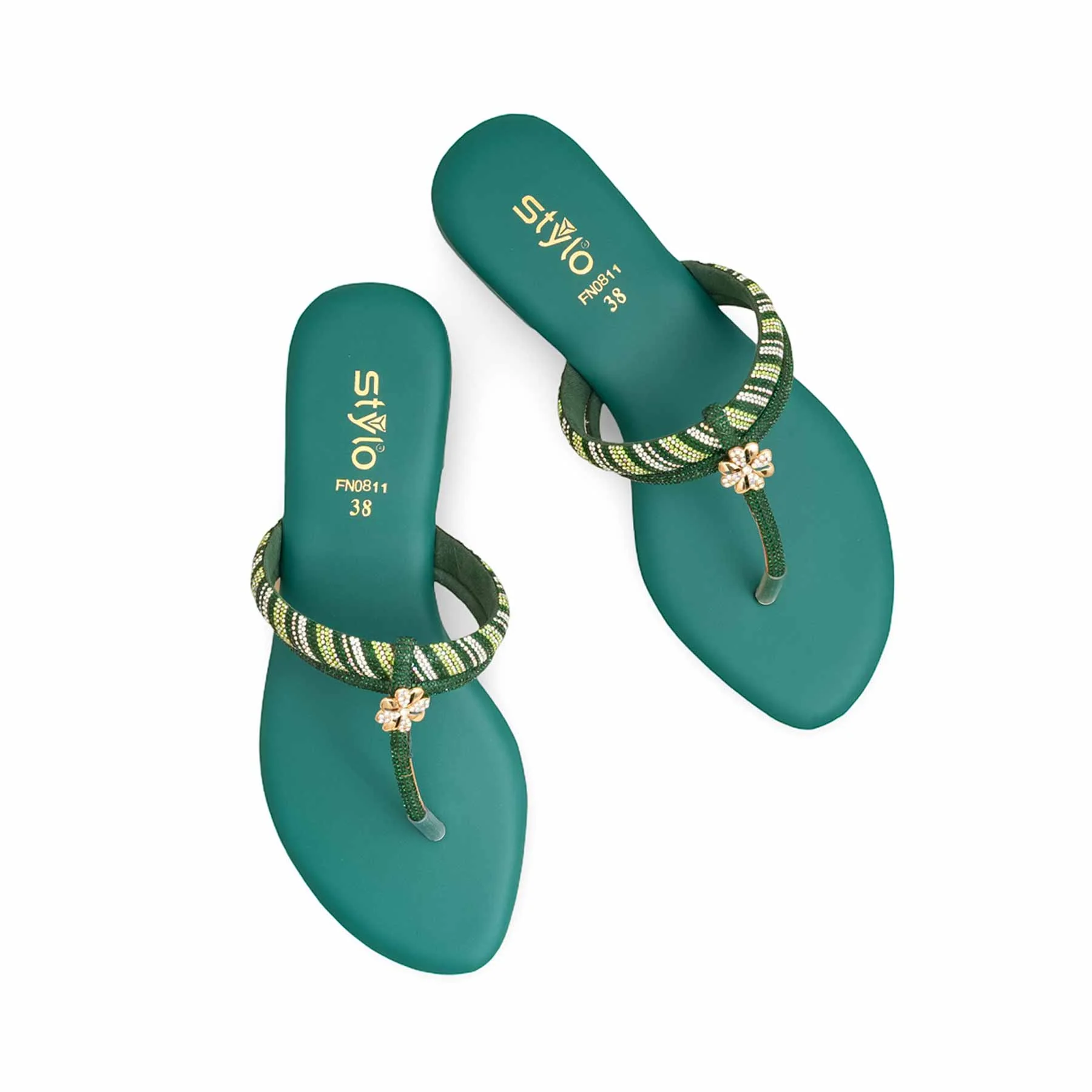 Green Fancy Chappal FN0811 - Image 5
