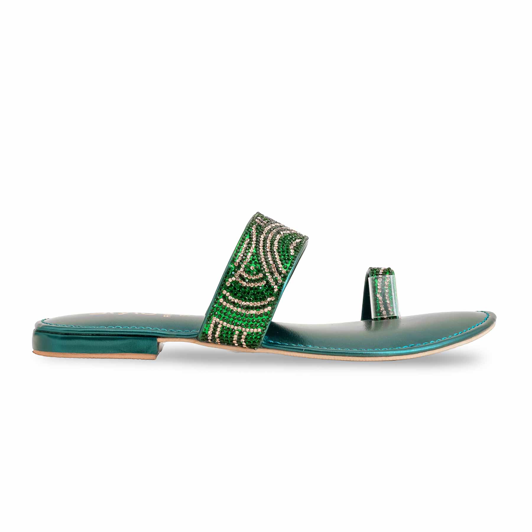 Green Fancy Chappal For Women FN0783 - Image 2