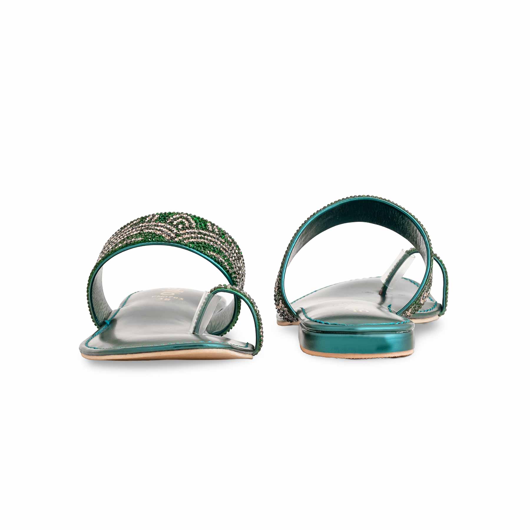 Green Fancy Chappal For Women FN0783 - Image 4