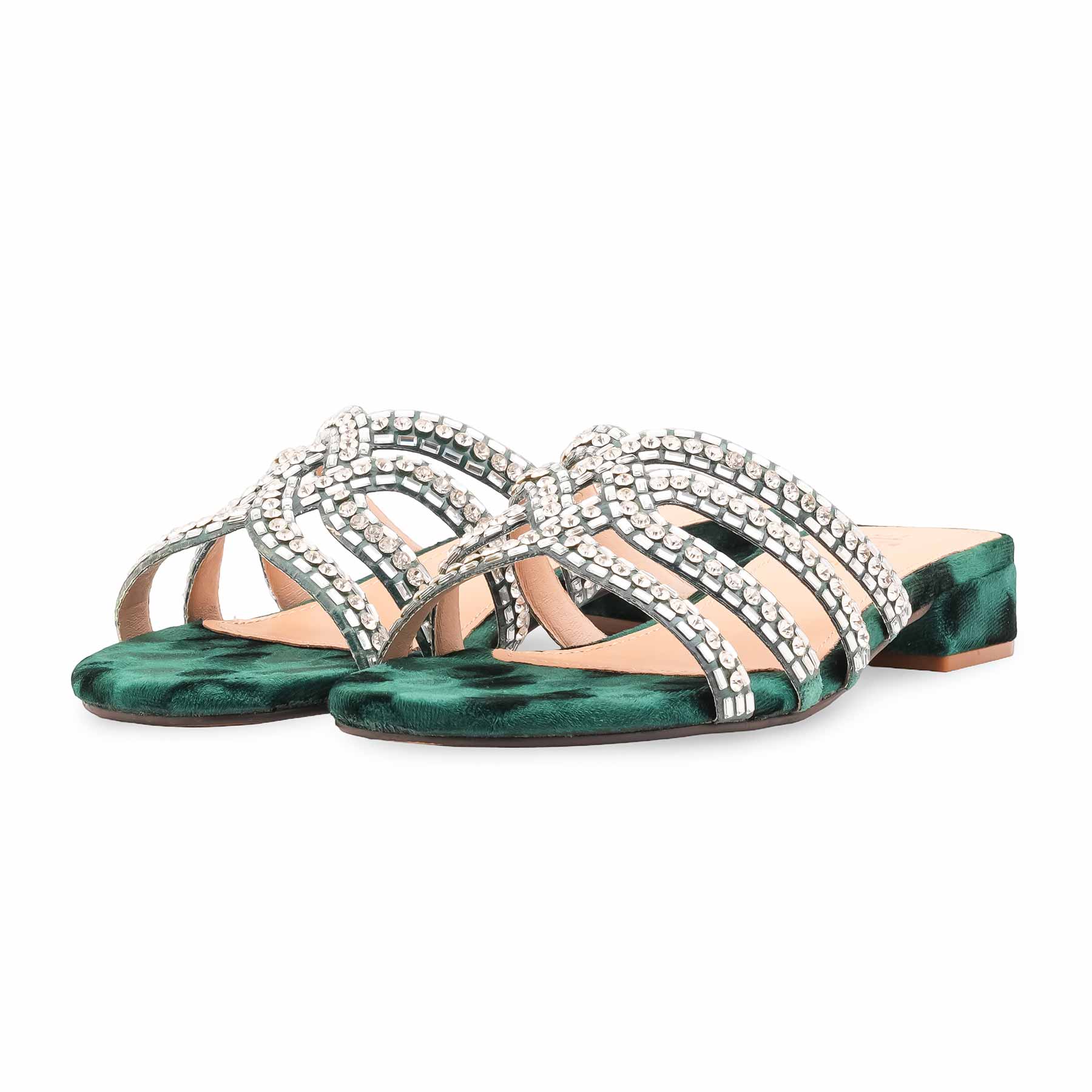Green Fancy Slipper For Women FN8032 - Image 3