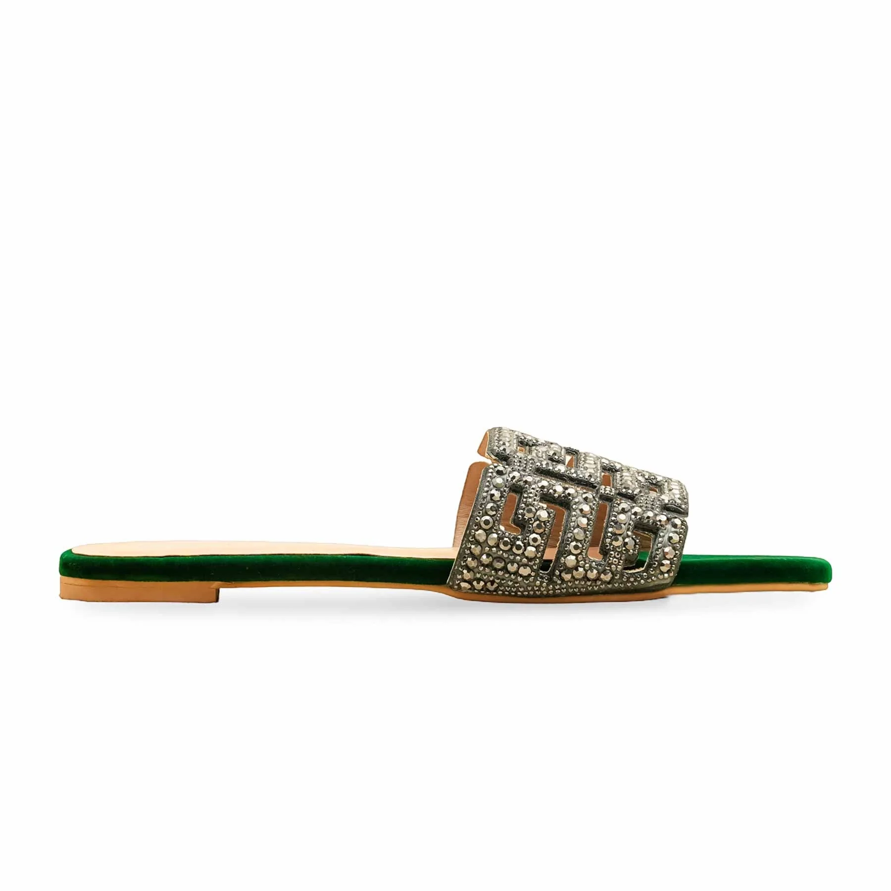 Green Fancy Slipper For Women FN8040 - Image 2