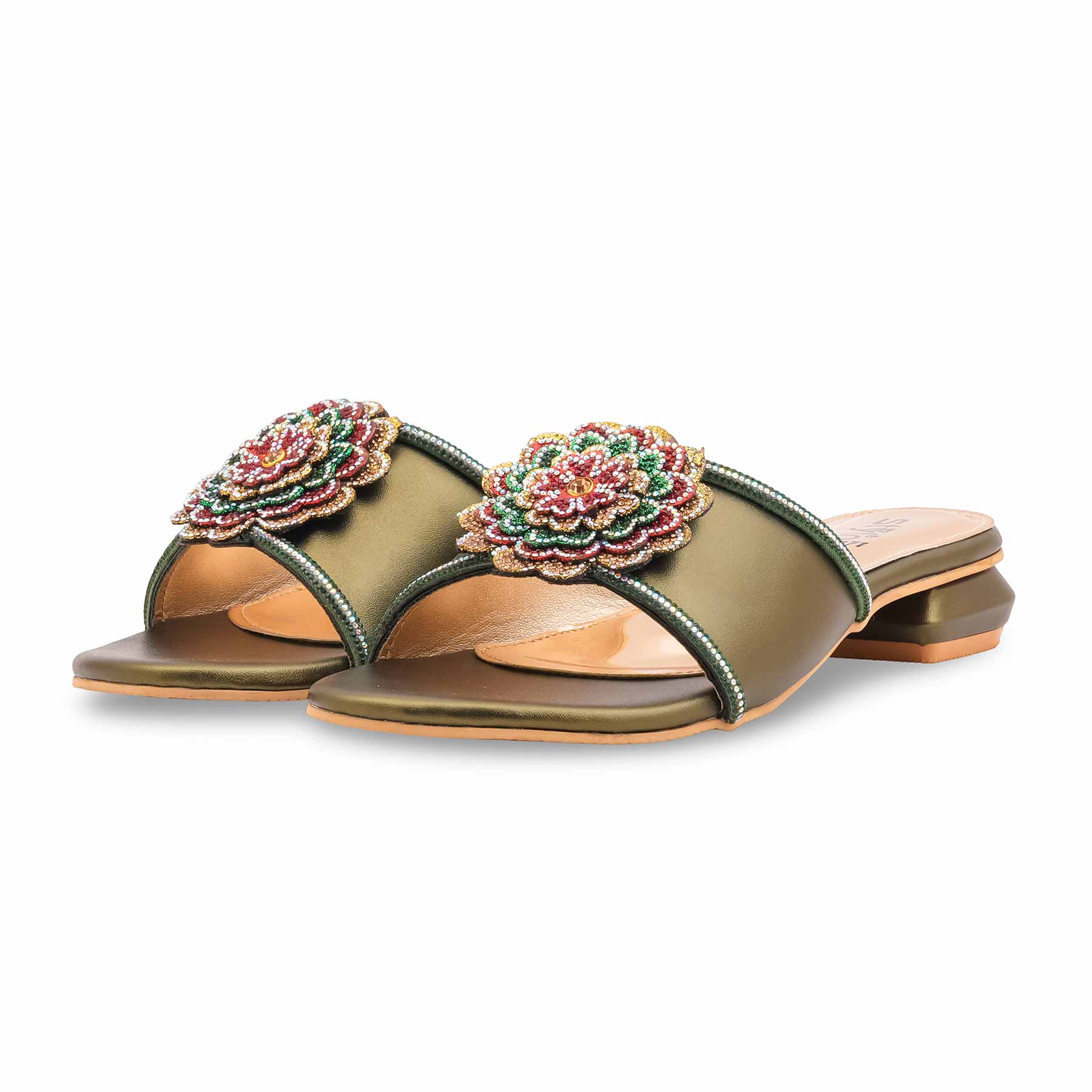 Green Fancy Slipper For Women FN8071 - Image 3