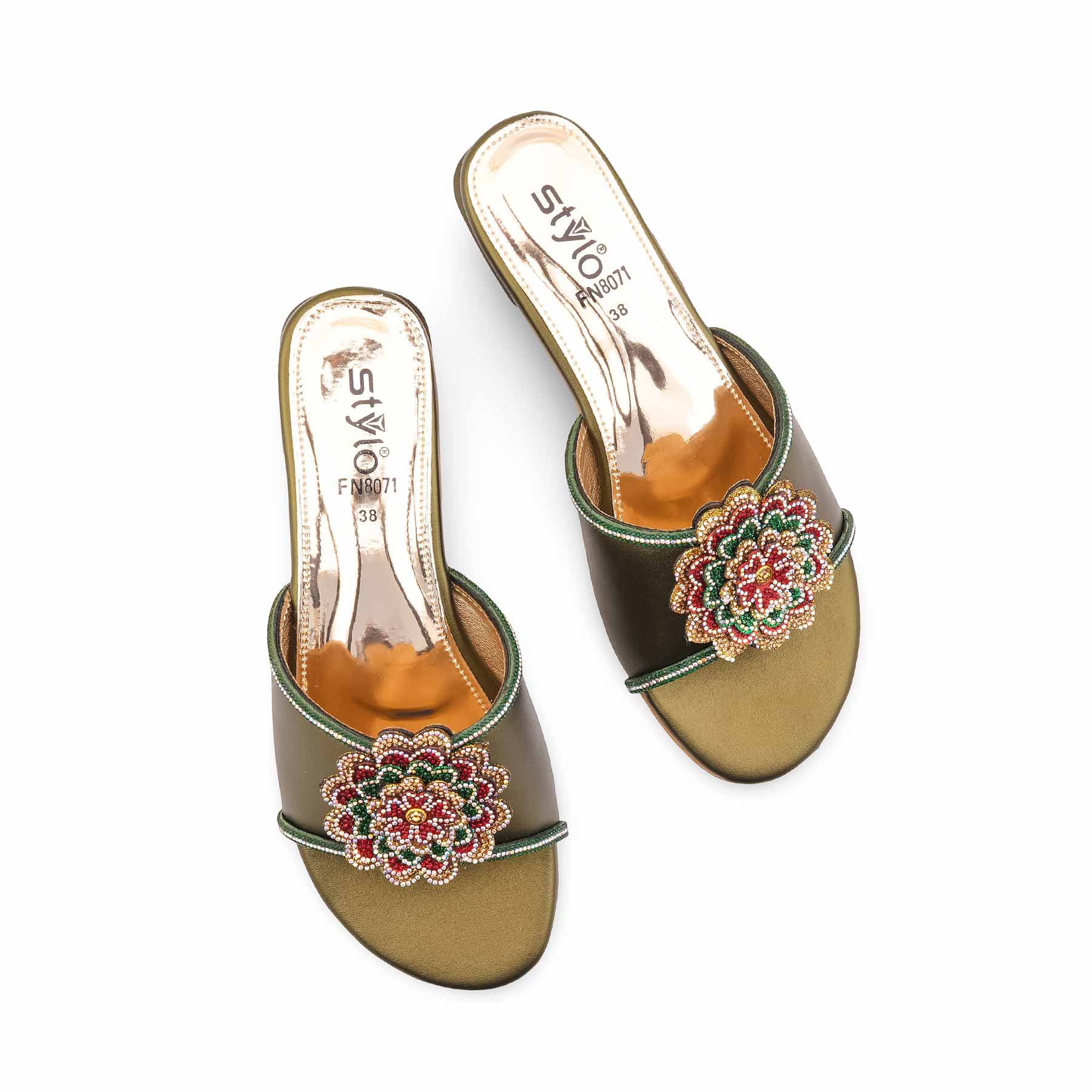 Green Fancy Slipper For Women FN8071 - Image 5