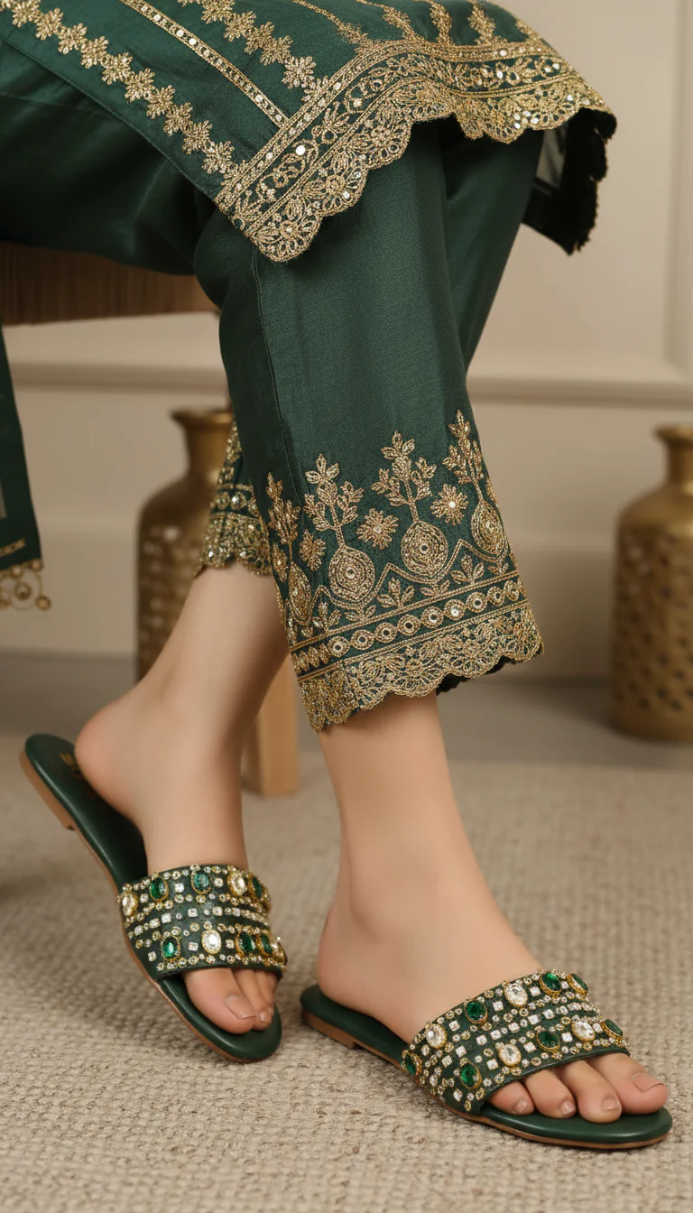 Green Fancy Women Slipper EC0217