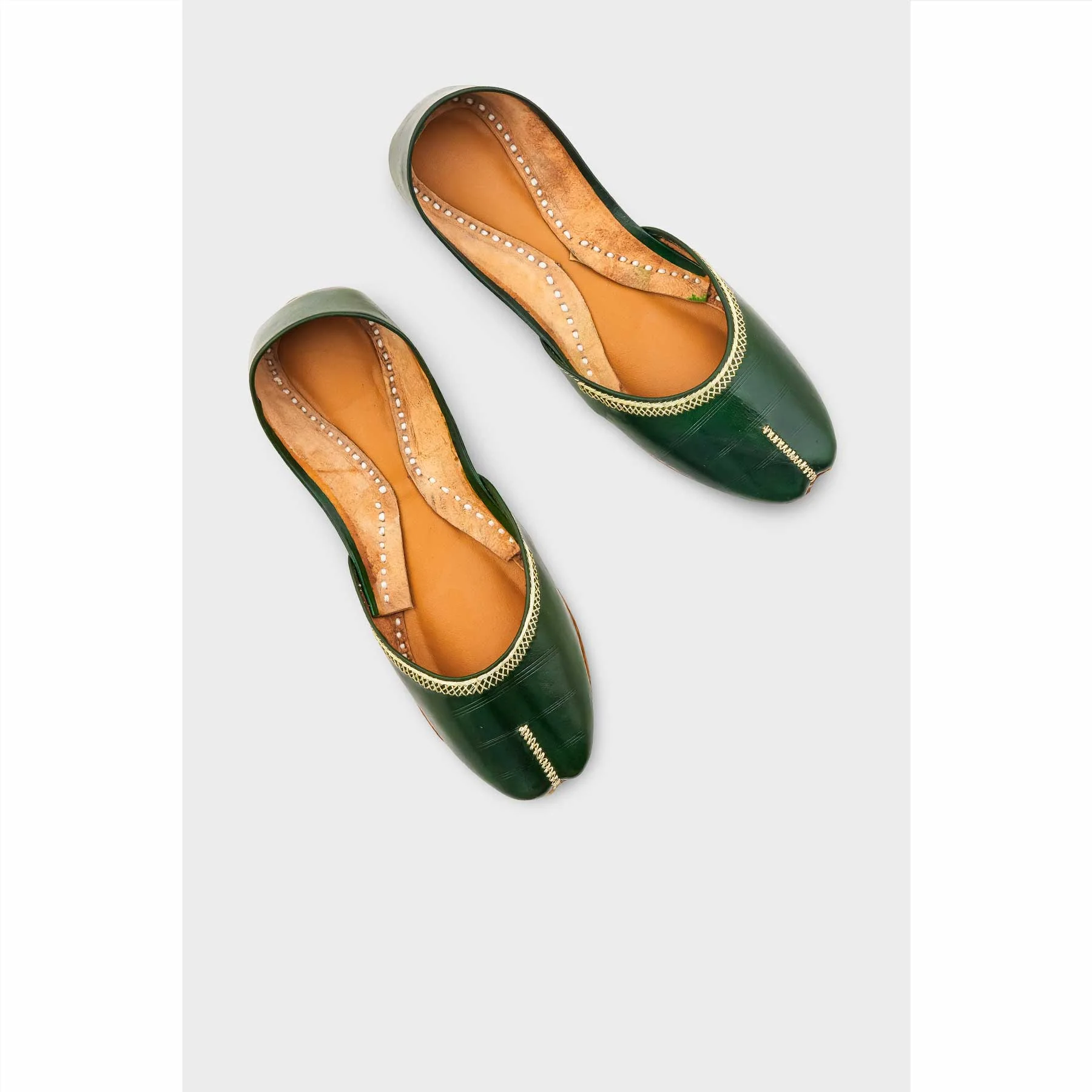 Green Leather Khussa For Women EC8712 - Image 5