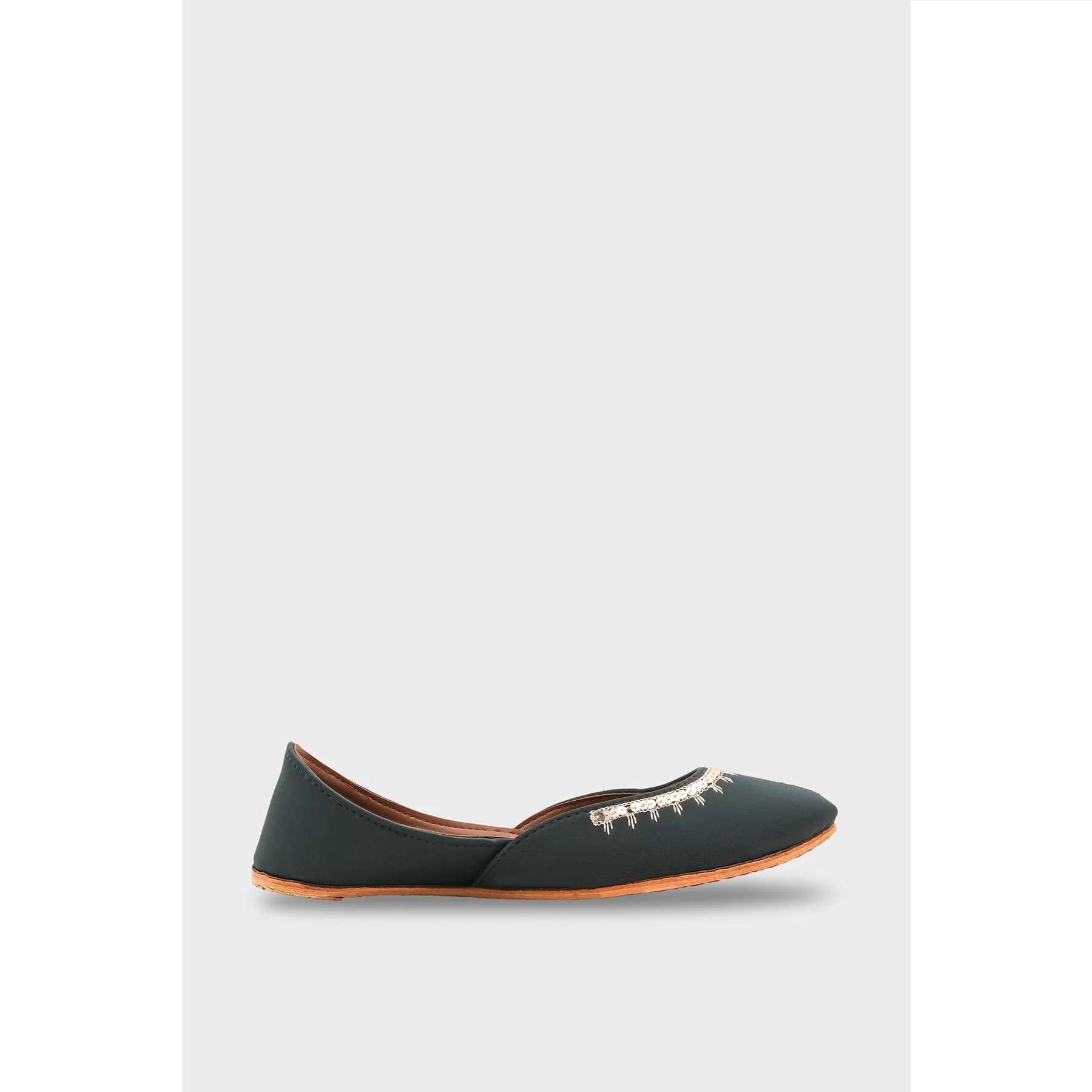 Green Leather Khussa For Women EC8760 - Image 3