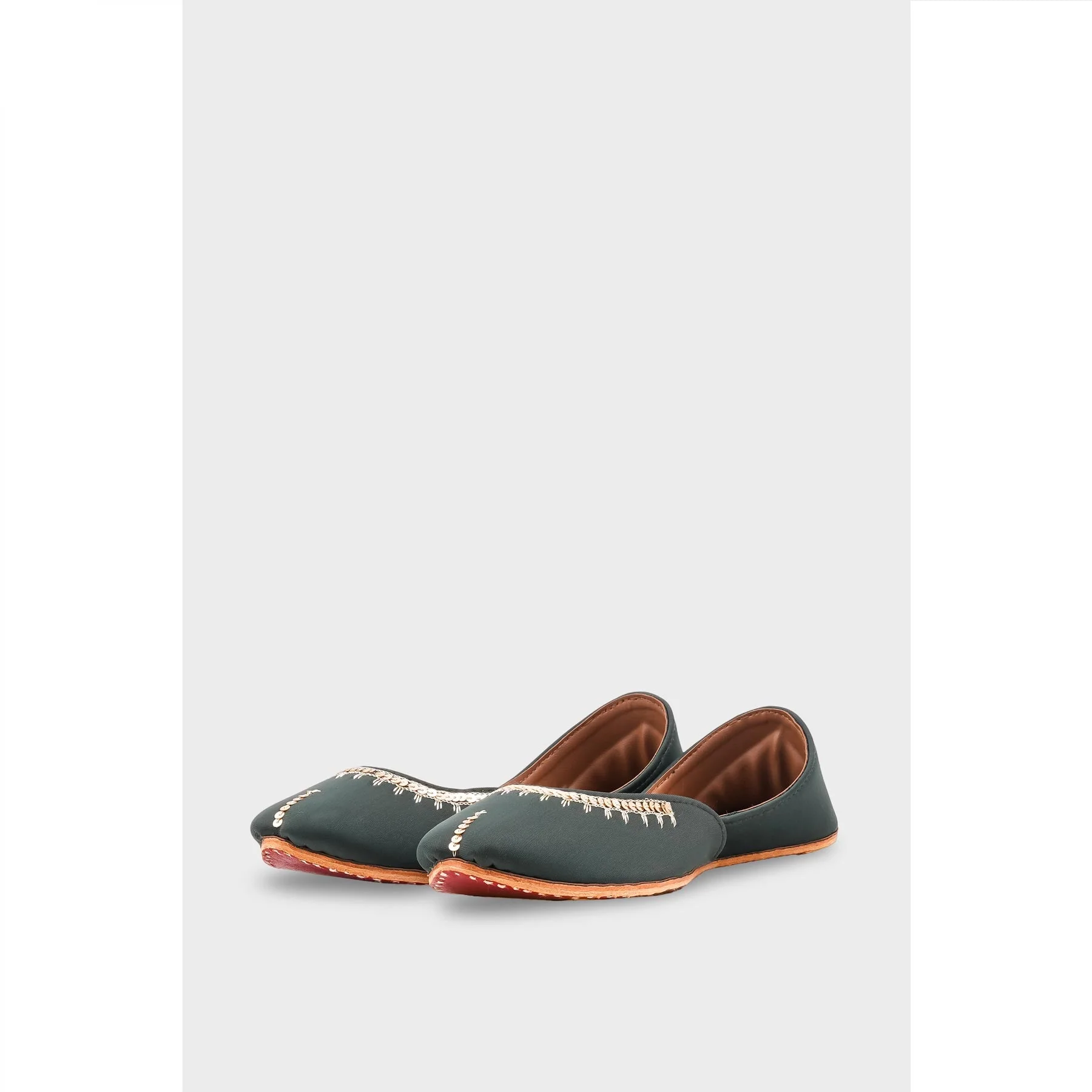 Green Leather Khussa For Women EC8760 - Image 4