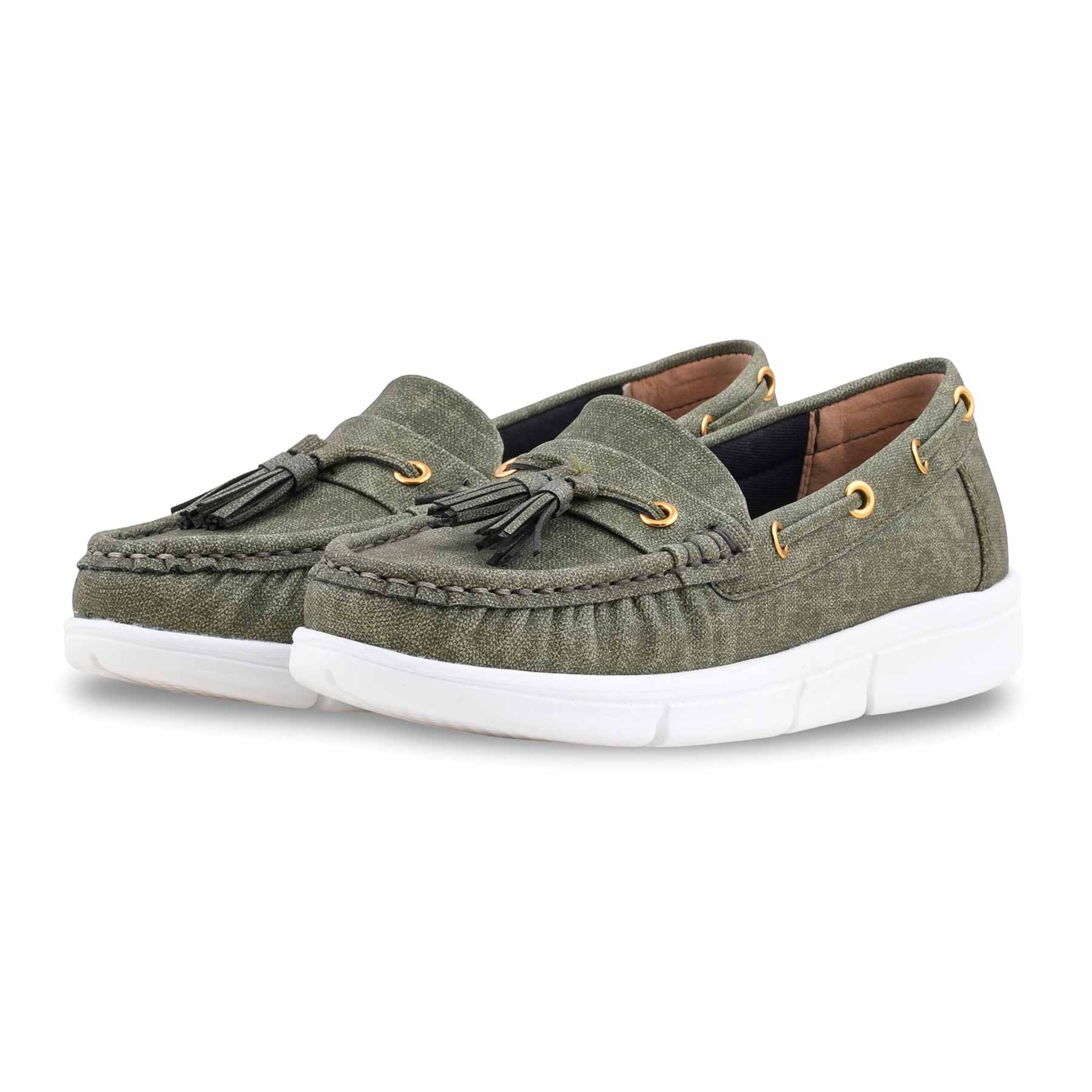 Green Moccasin For Ladies WN4581 - Image 4