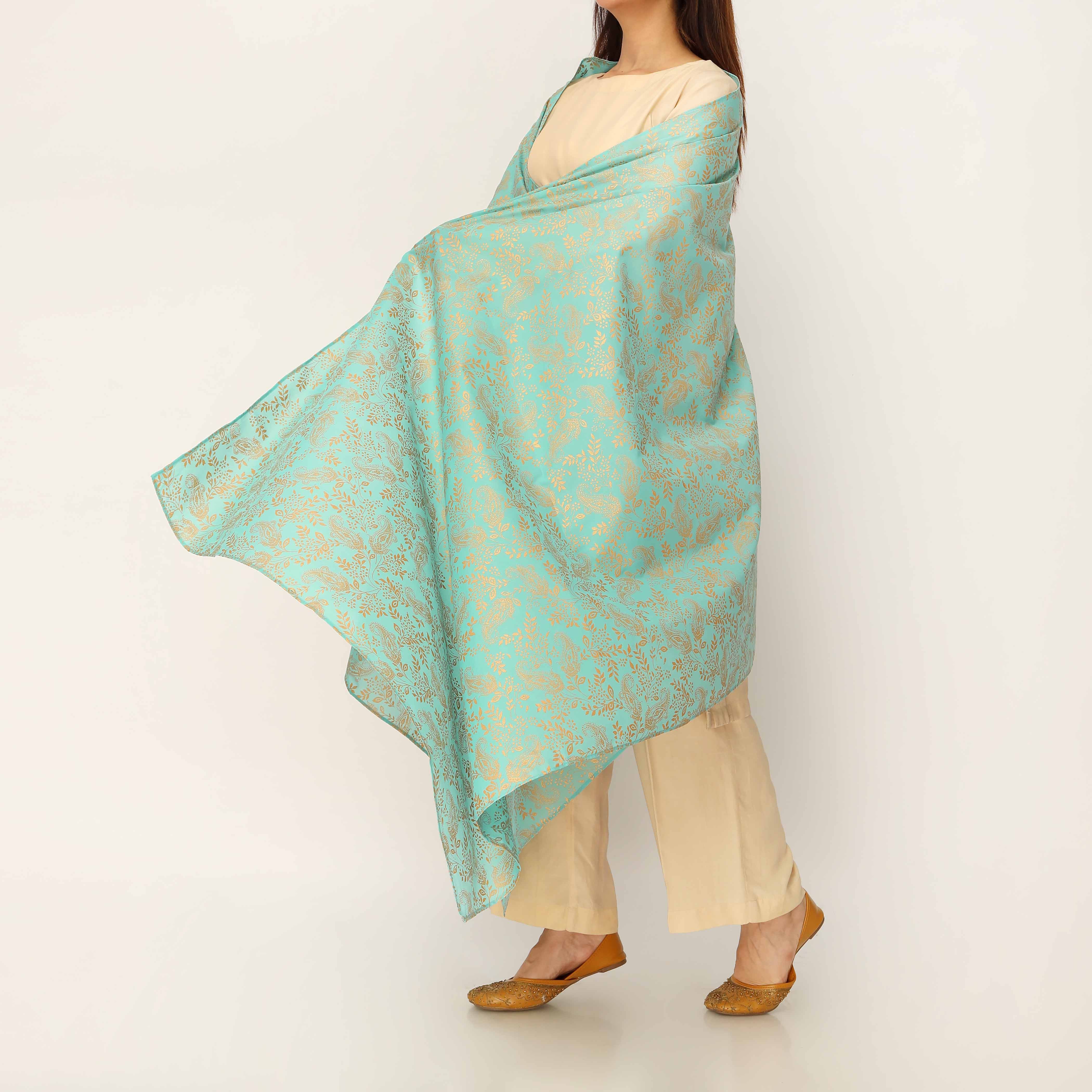 Green Plain Chiffon Dupatta PD5504 - Image 3