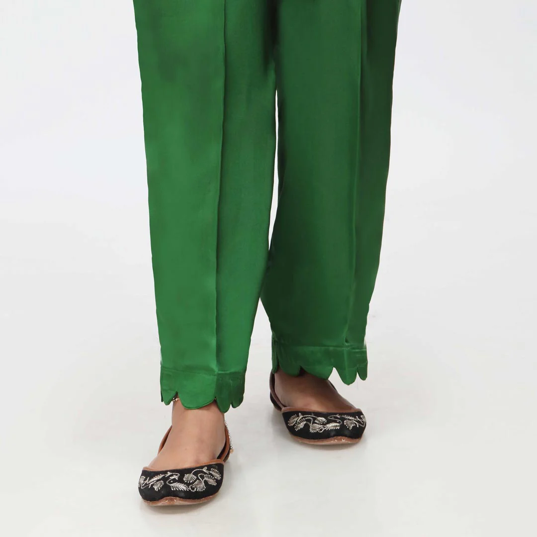 Green Scallops Grip Silk Straight Trouser PW3645