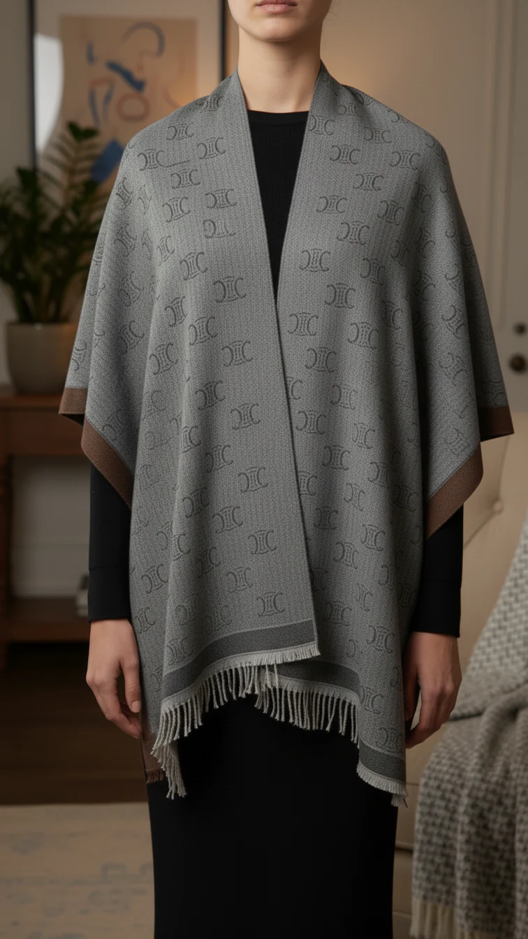 Green Winter Cape Shawl PW5927