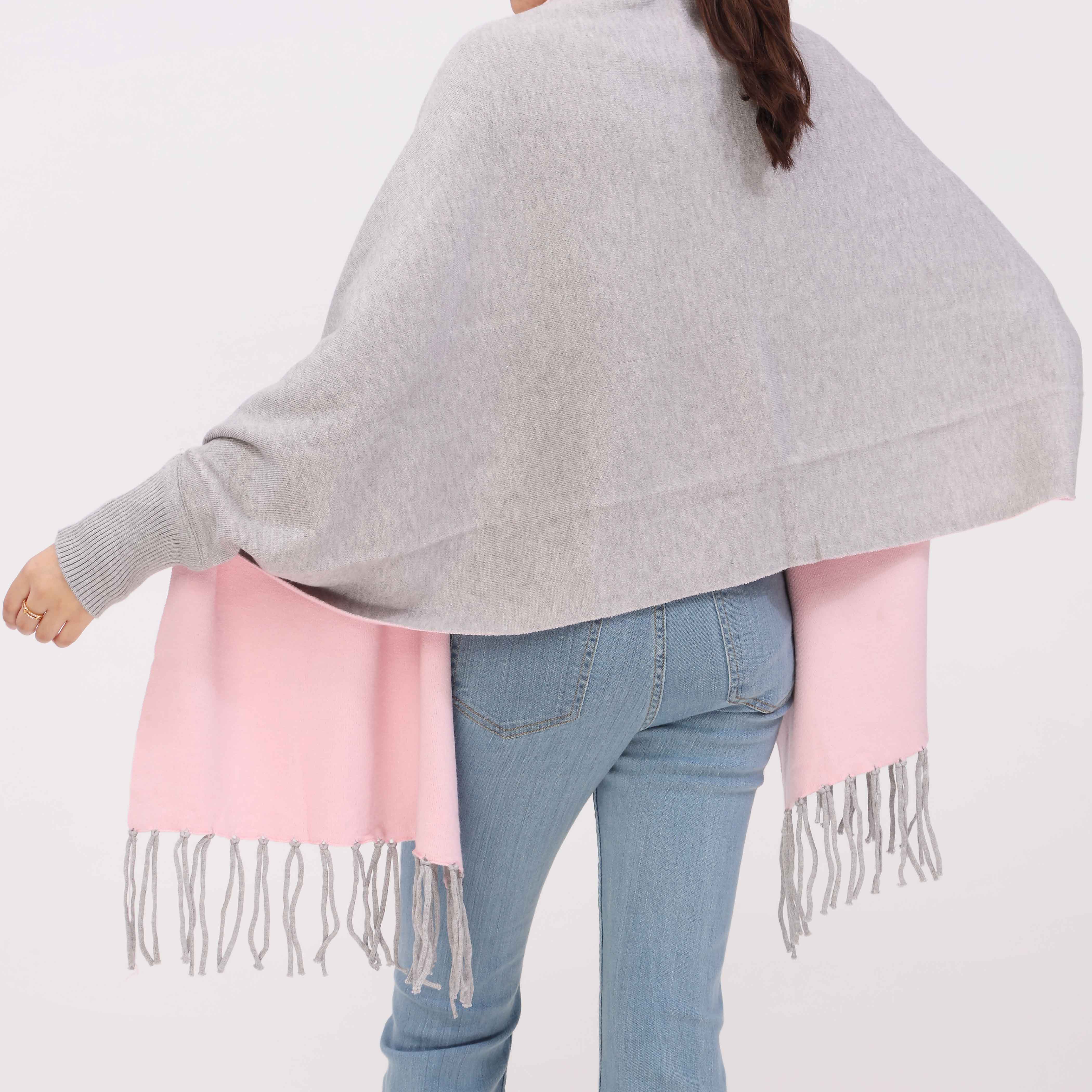 Grey 2 Tone Acrylic Cape Shawl PW5617 - Image 4