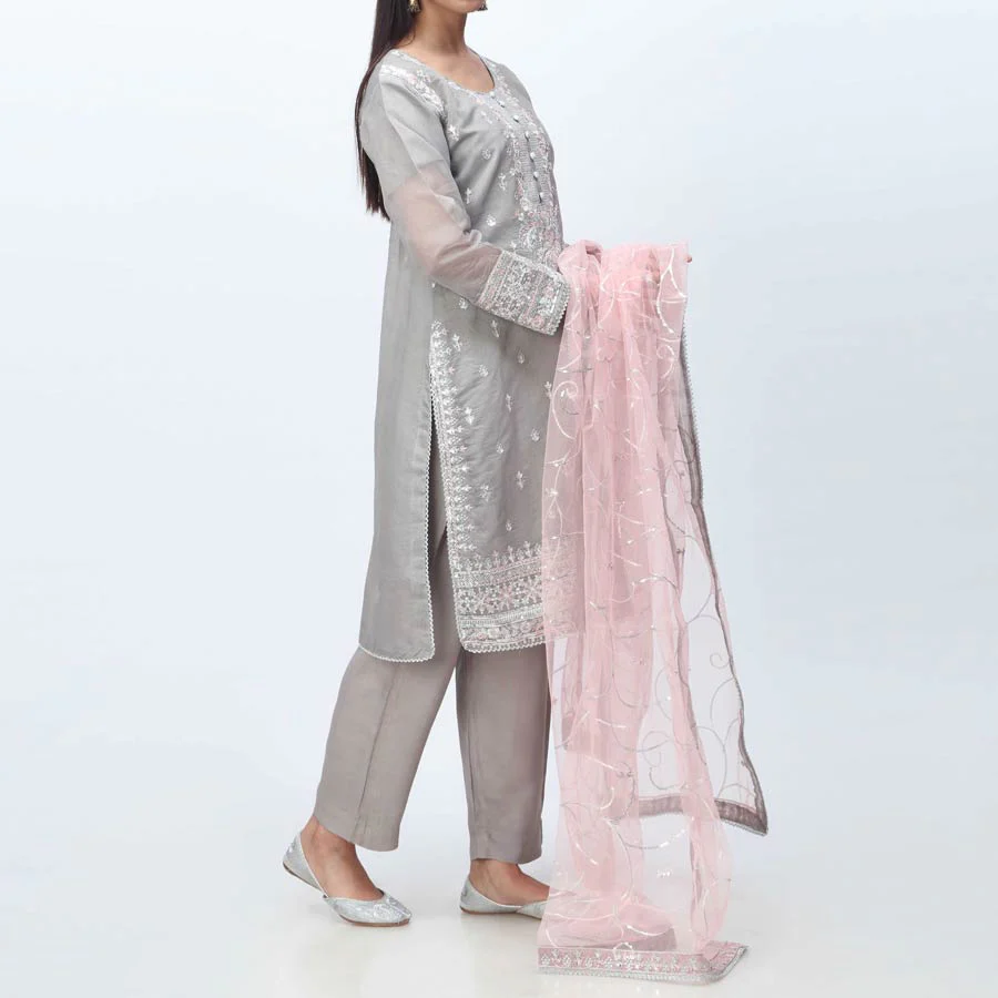 3PC- Embellished Organza Suit PF3006 - Image 2