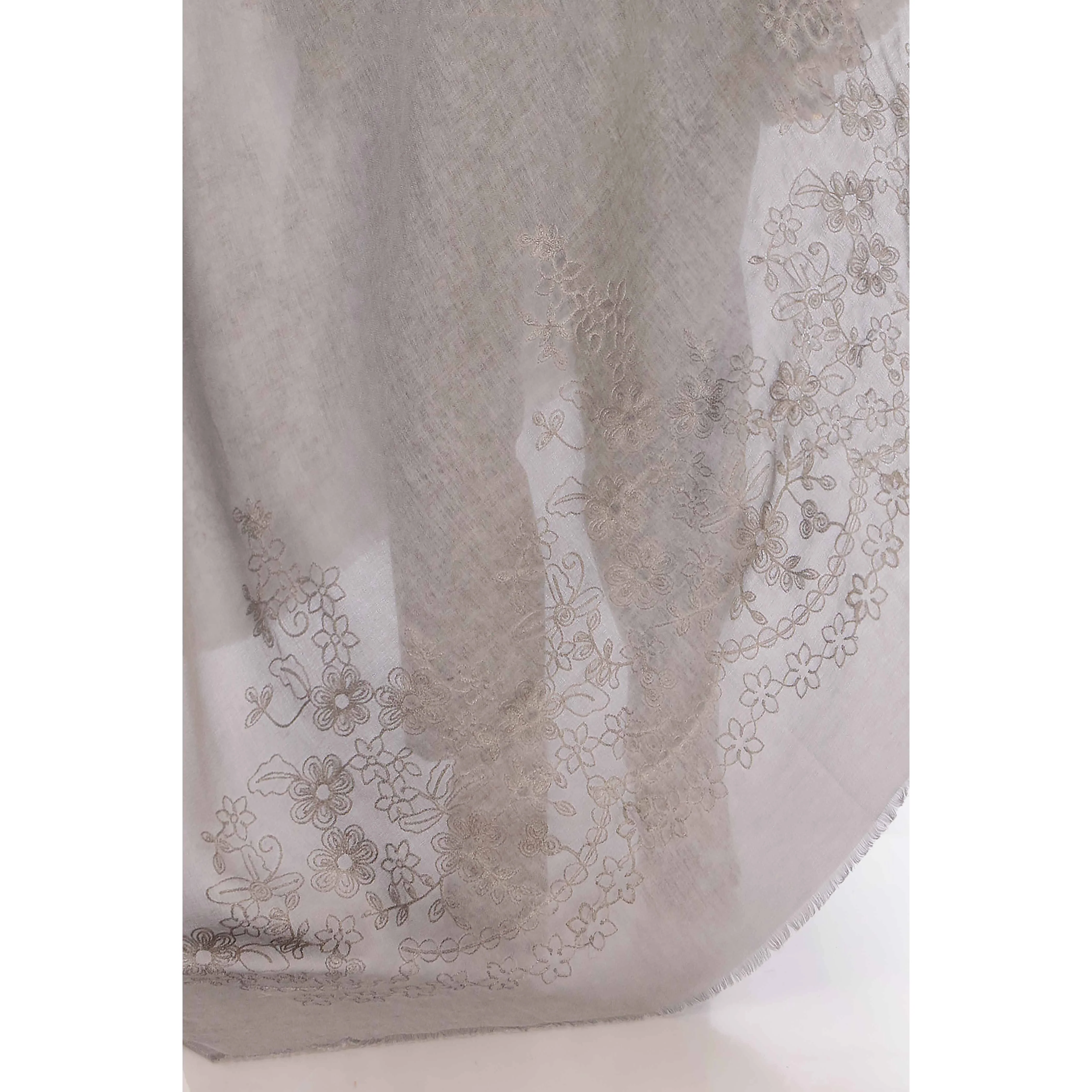 Grey Aari Embroidered Shawl PW2736 - Image 2
