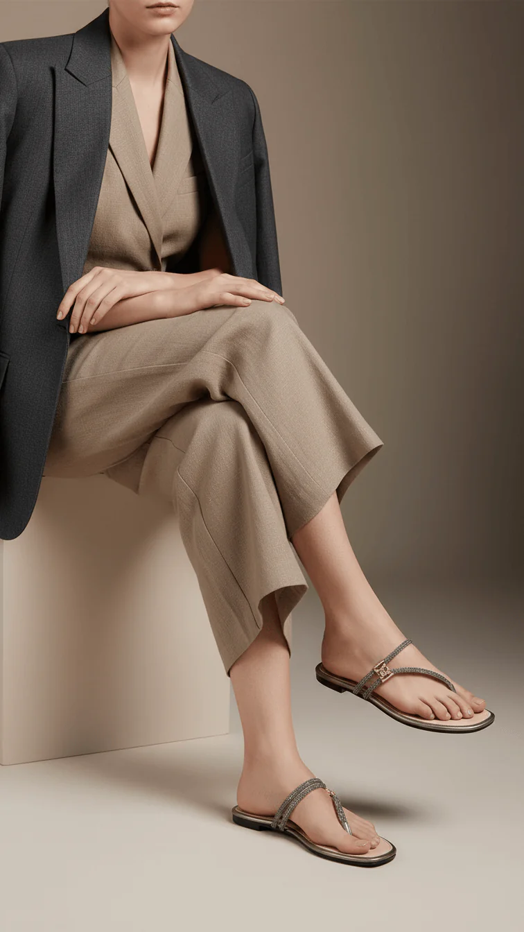 Grey Casual Chappal For Ladies CL1940