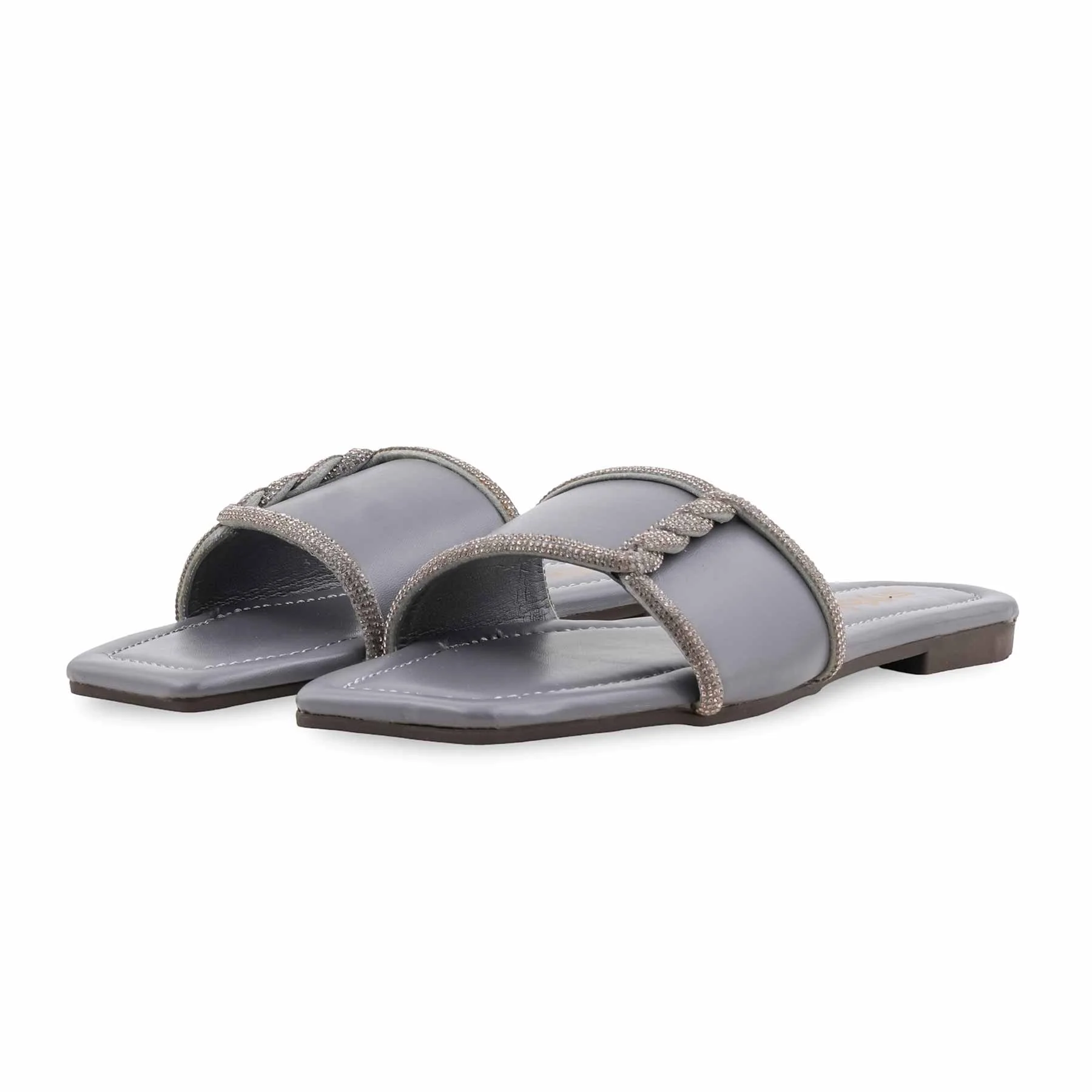 Grey Casual Slipper For Women CL2150 - Image 3