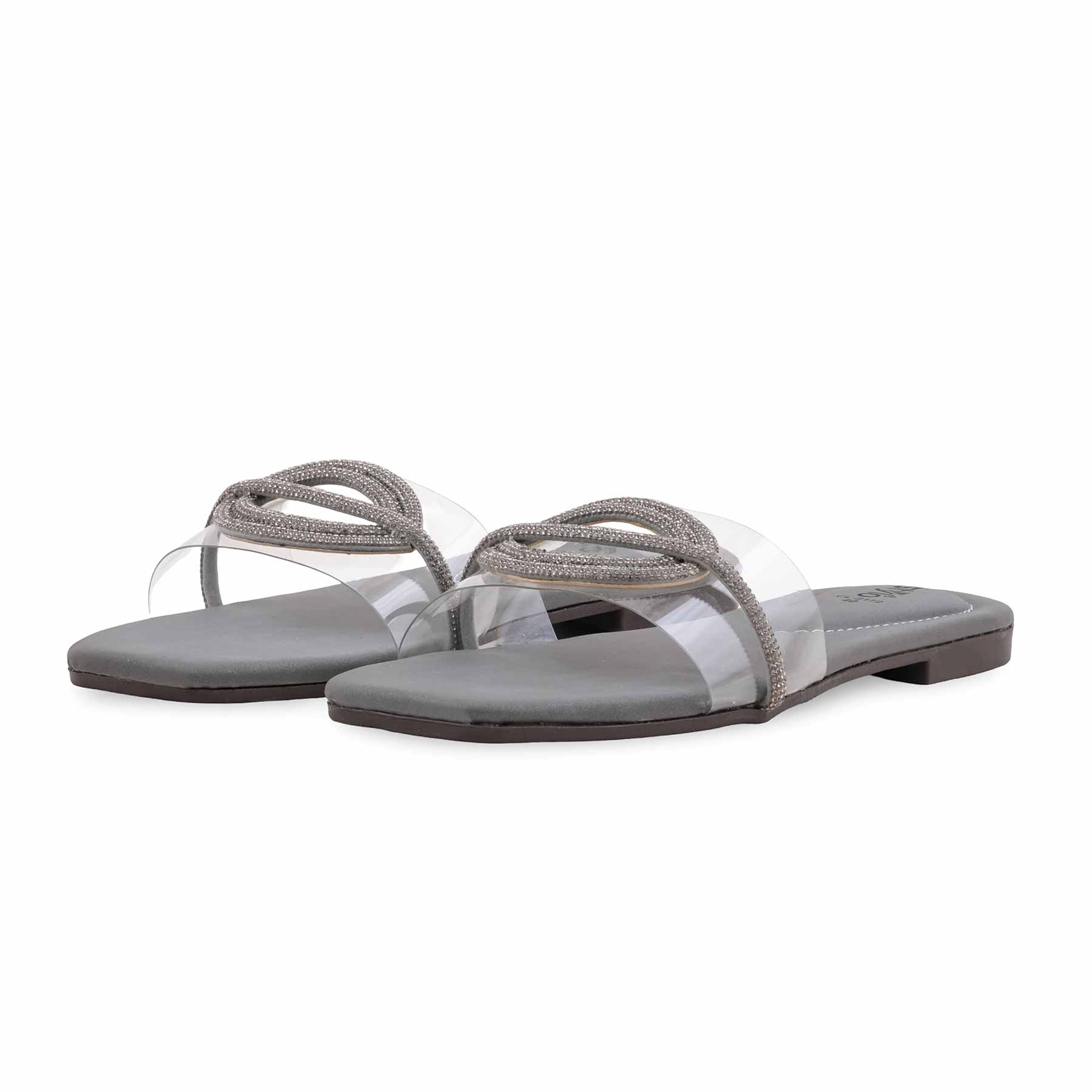 Grey Casual Slipper For Women CL2172 - Image 3