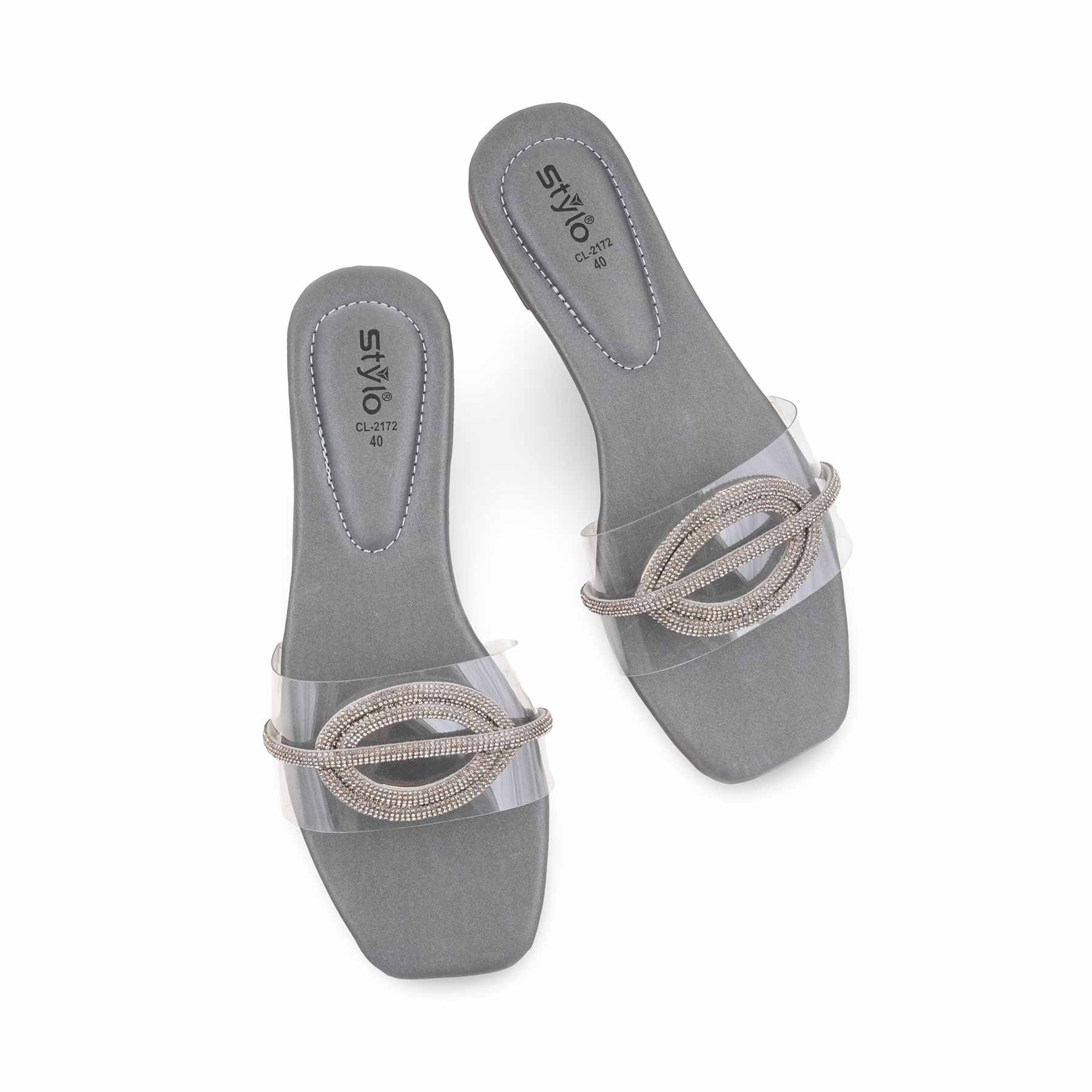 Grey Casual Slipper For Women CL2172 - Image 5
