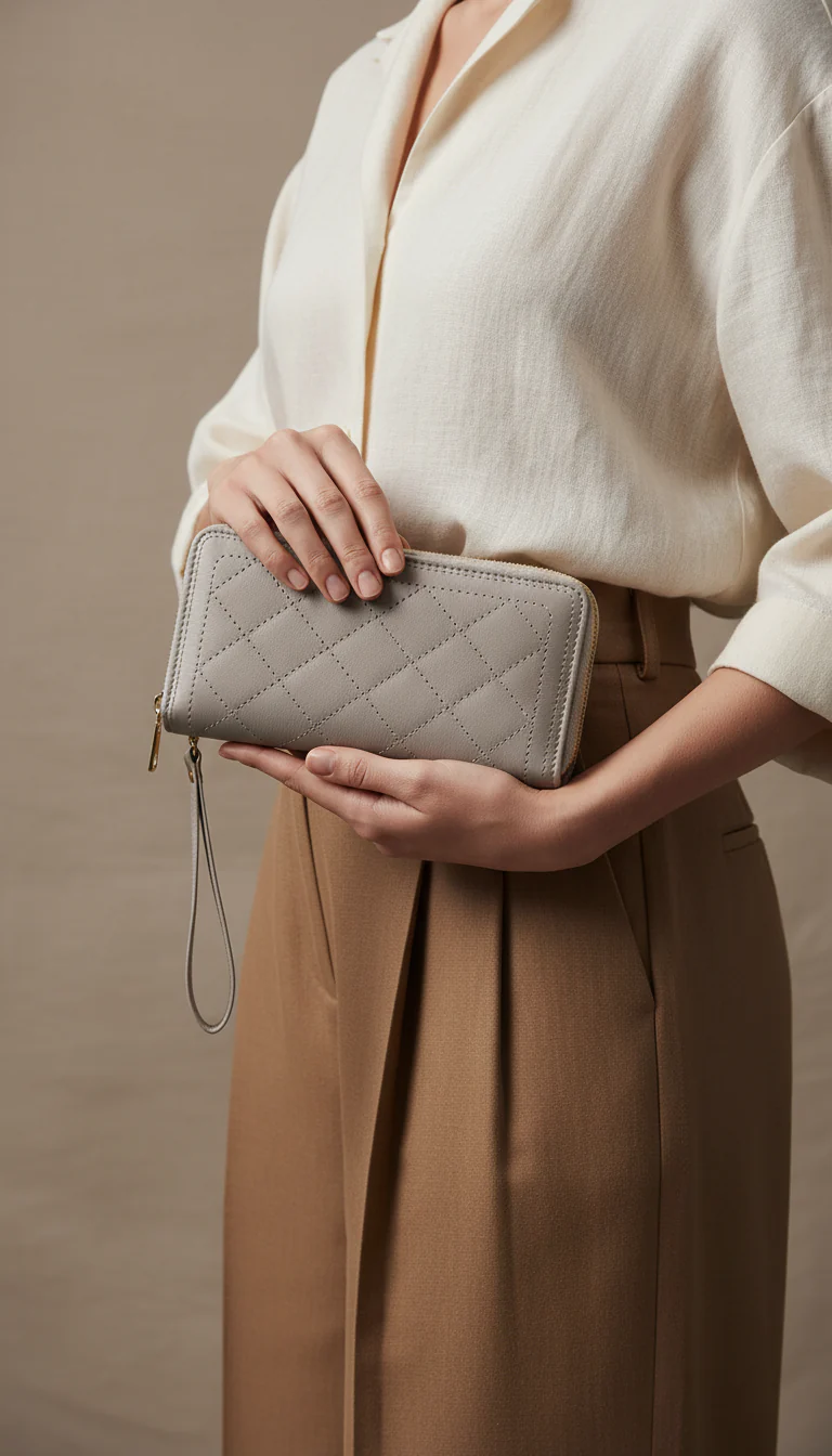 Grey Casual Wallet For Women P71142