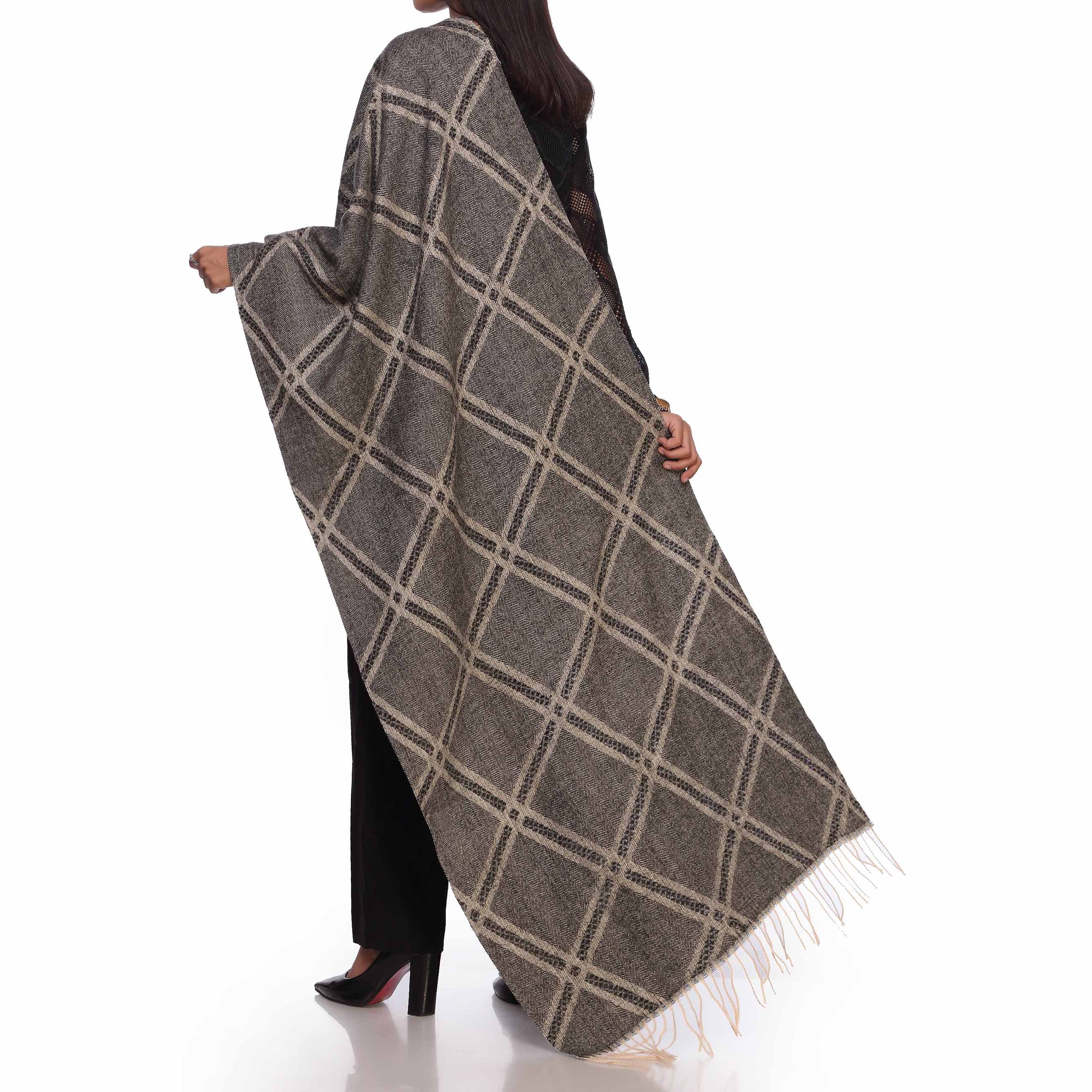 Grey Cross Check Stole PW2712 - Image 3