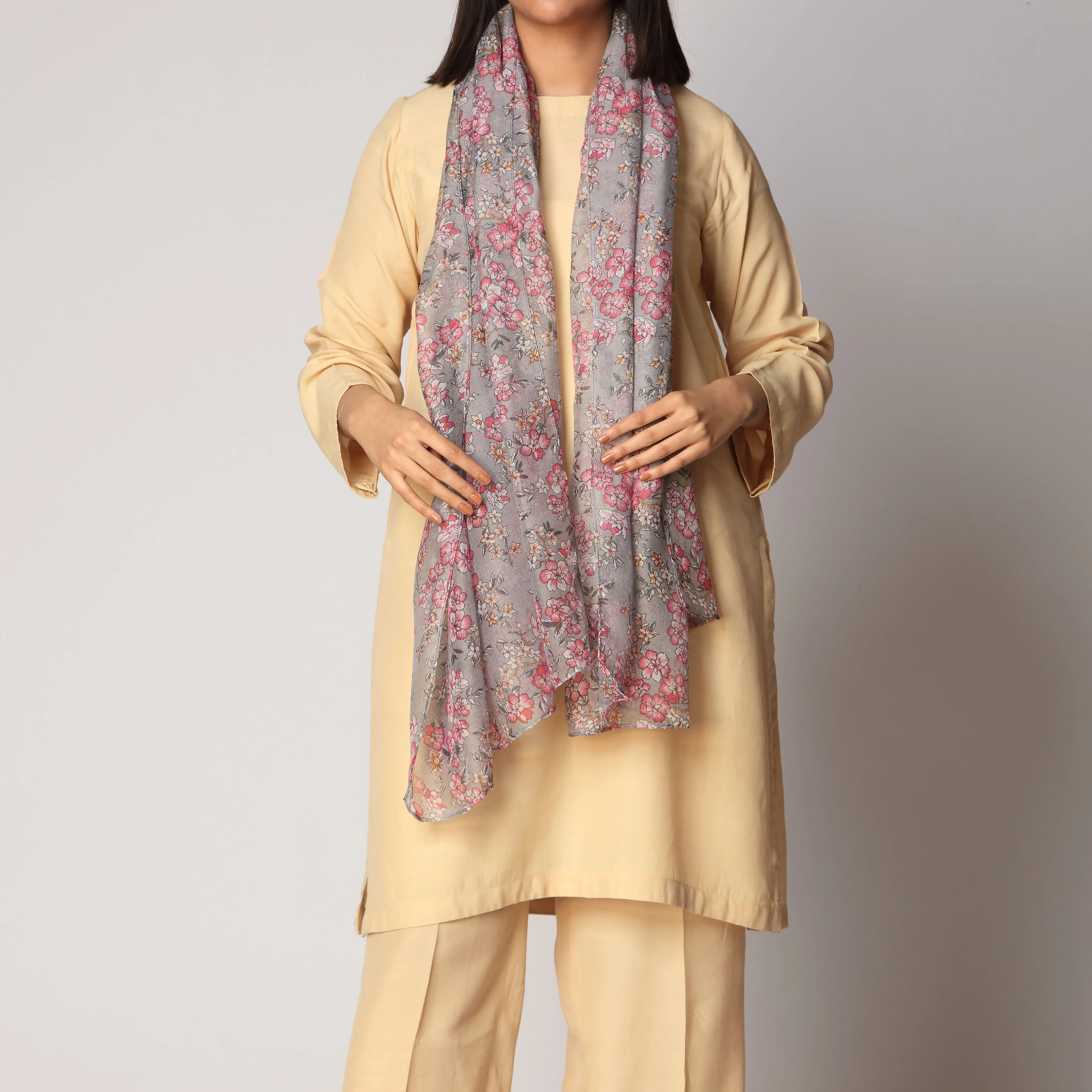 Grey Digital Printed Stole PS3751 - Image 2