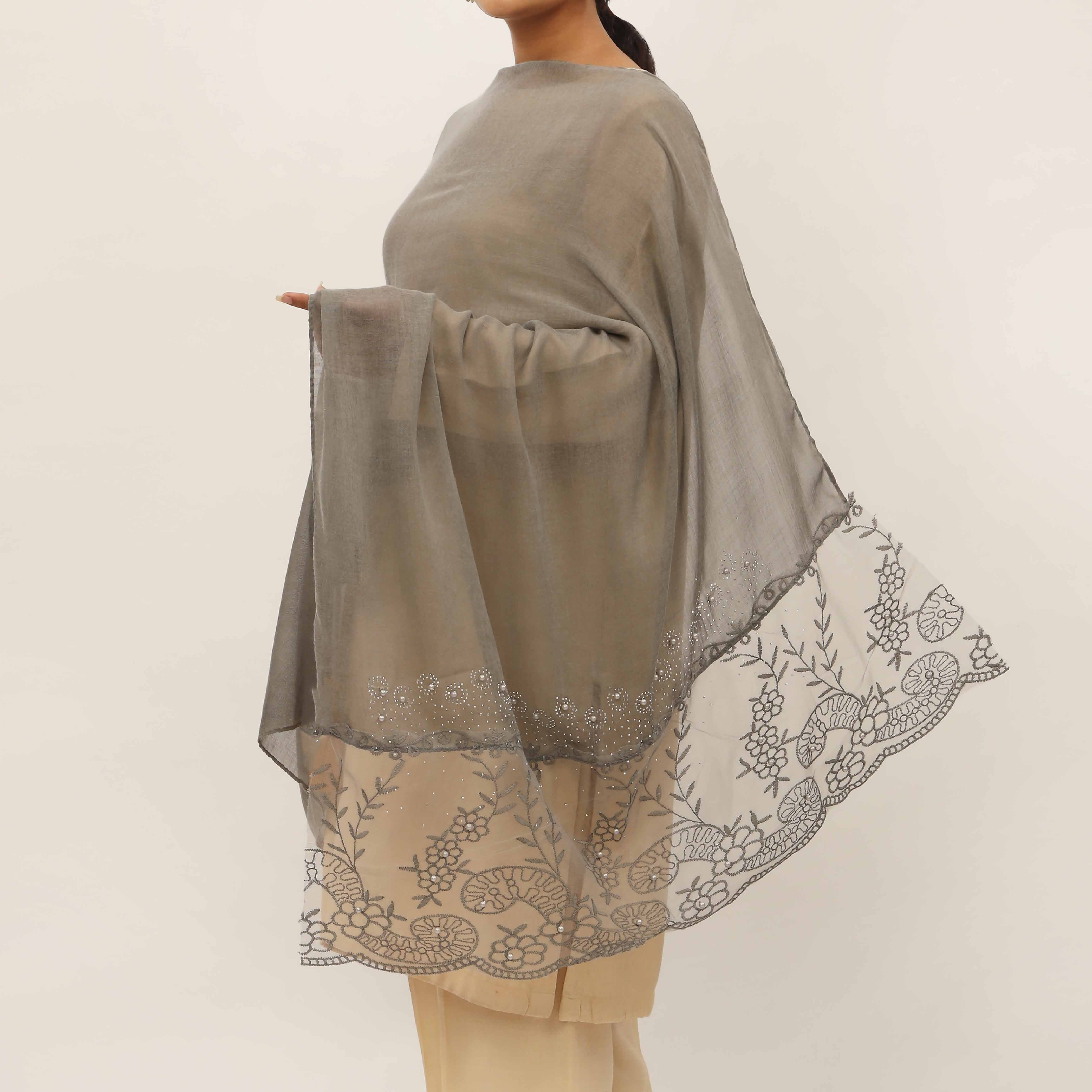 Grey Embroidered Stole PD5252 - Image 2