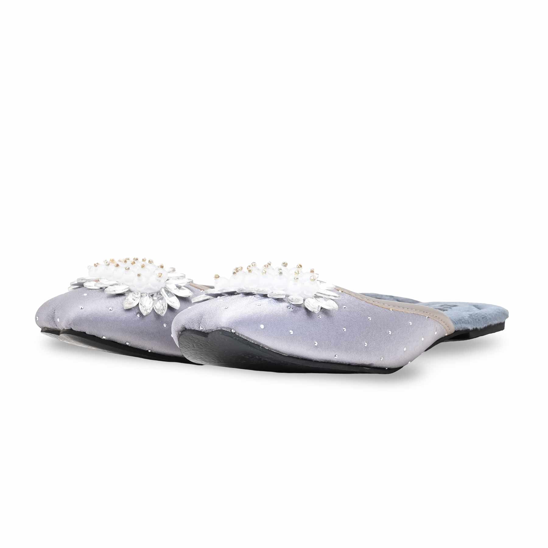 Grey Ethnic Back Open Khussa For Women EC8596 - Image 4