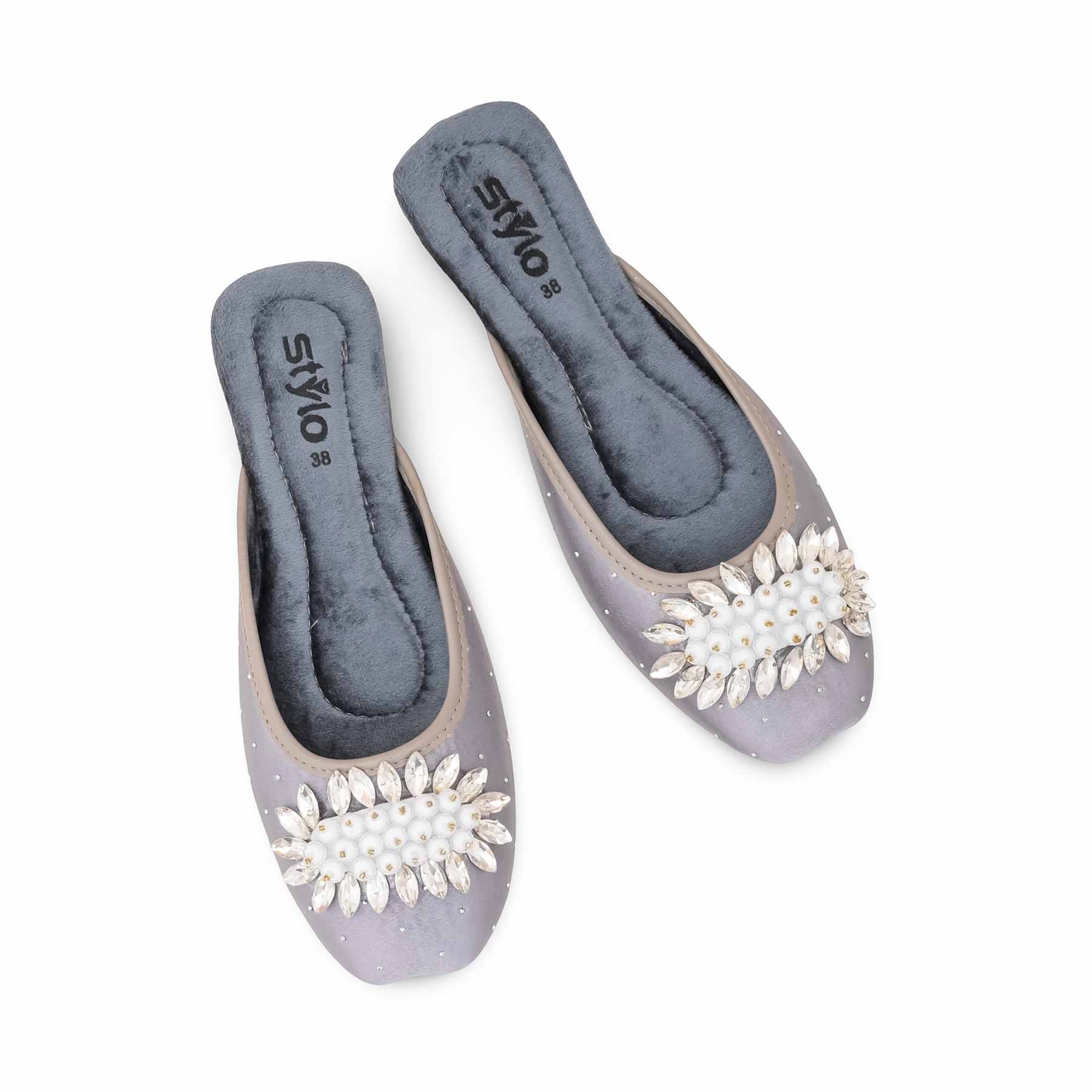 Grey Ethnic Back Open Khussa For Women EC8596 - Image 6
