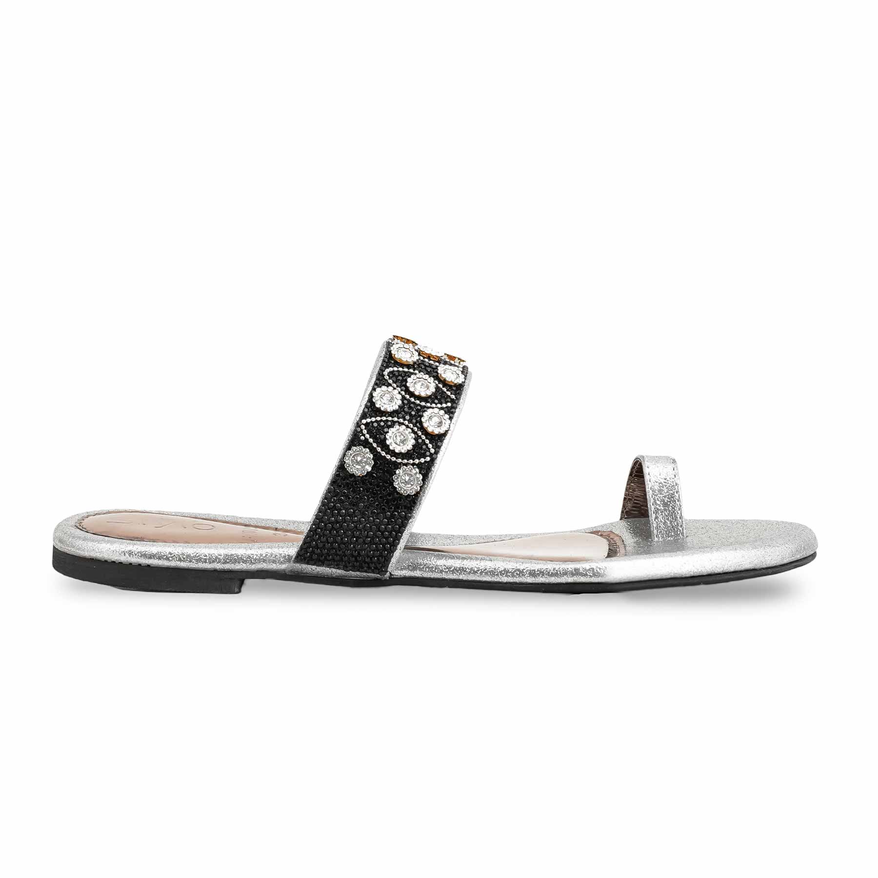 Grey Fancy Chappal For Women FN0793 - Image 2