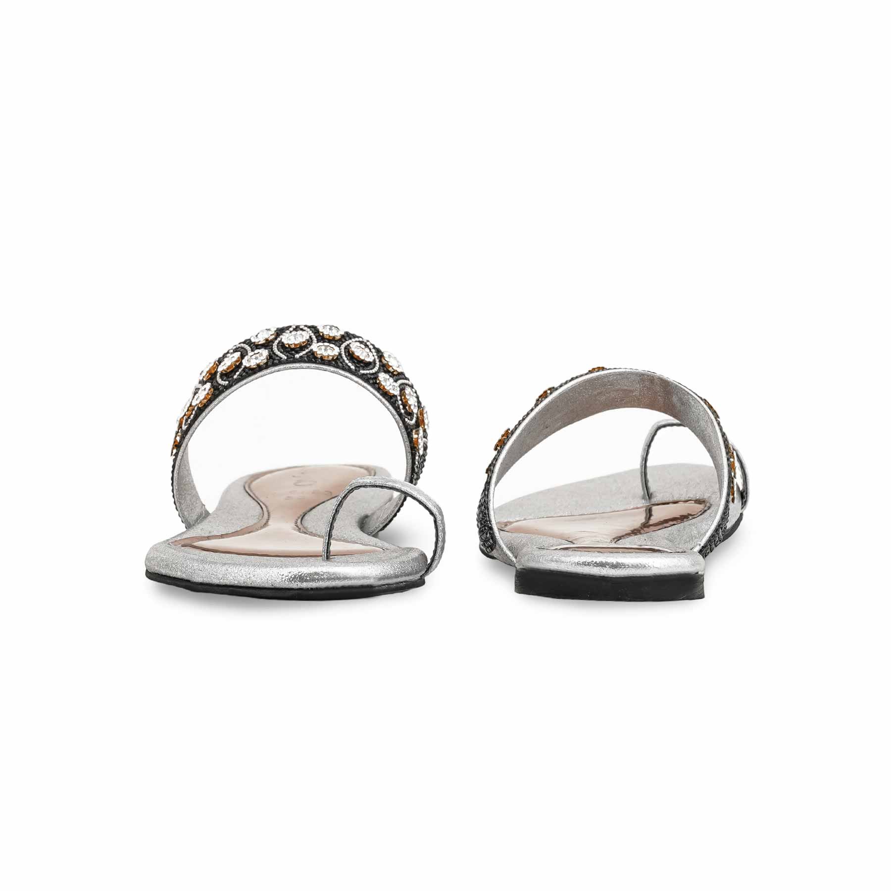 Grey Fancy Chappal For Women FN0793 - Image 4