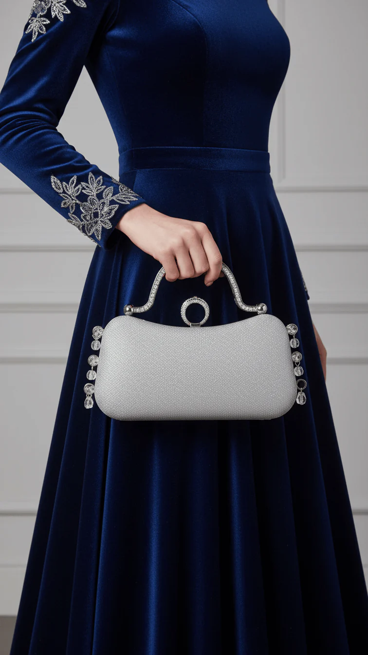 Grey Fancy Clutch For Ladies P15704