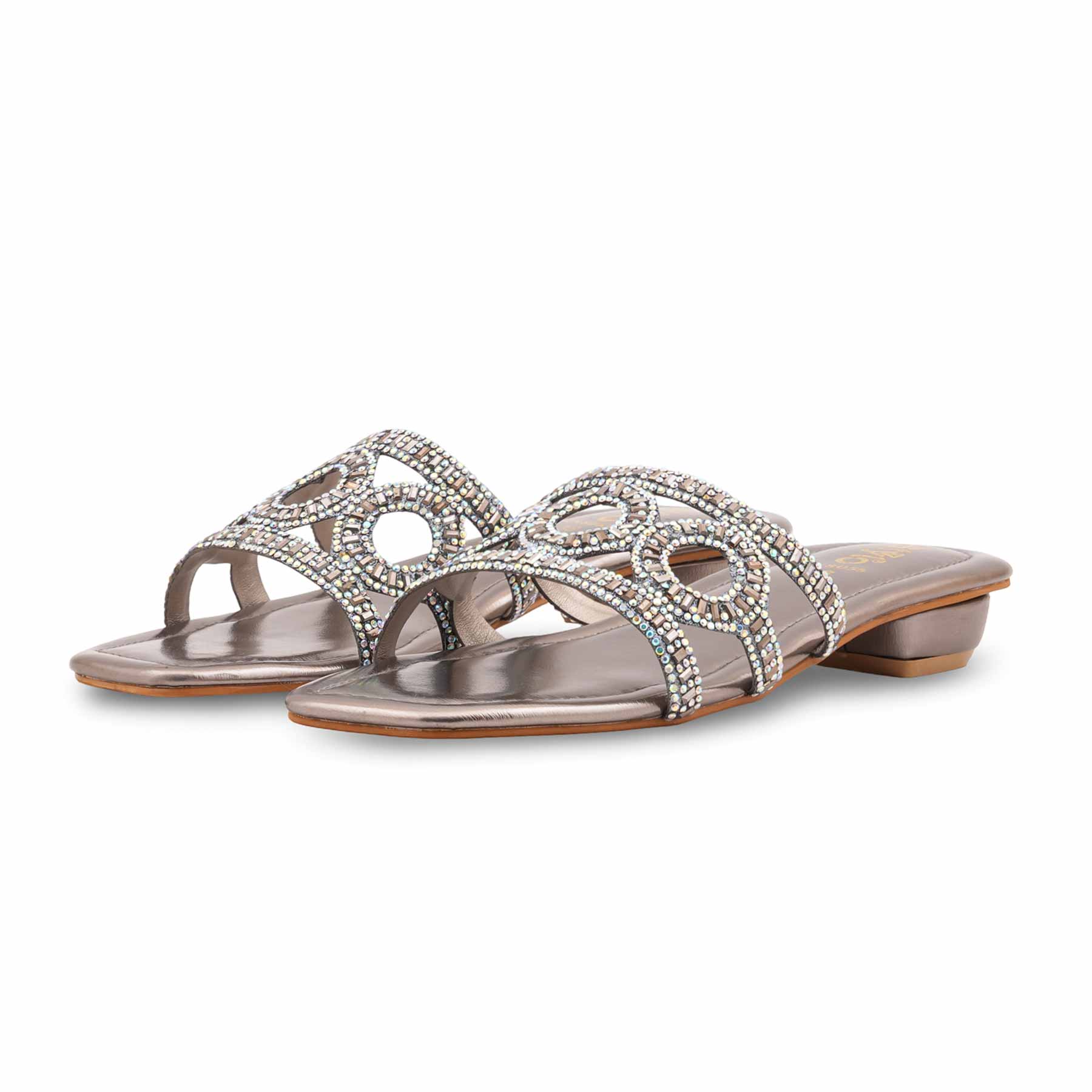 Grey Fancy Slipper For Ladies FN8055 - Image 3