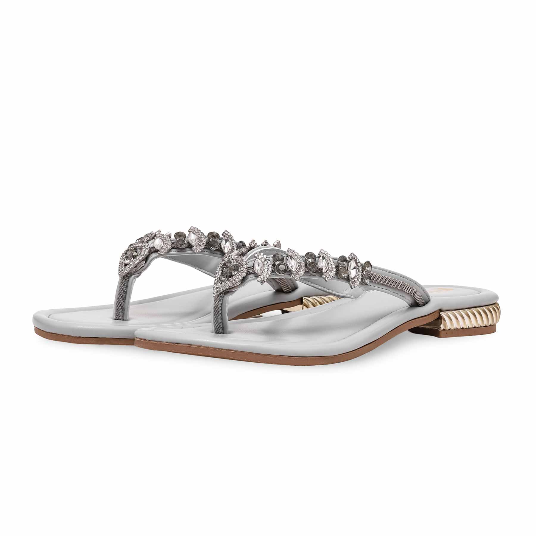 Grey Fancy Women Chappal FN0777 - Image 2